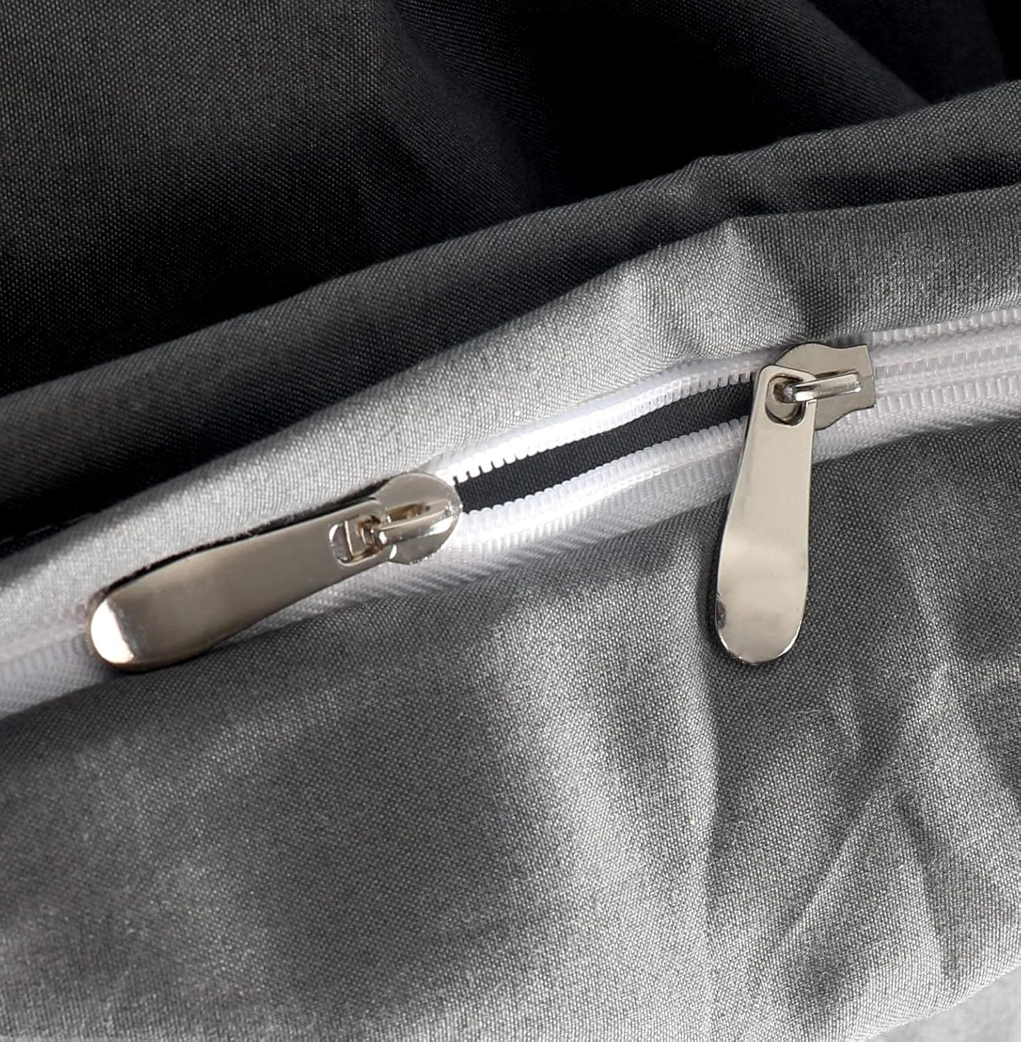 MOHAP Bedding Double Duvet Cover Set 3 PCS Double Plain Brushed Microfiber Bedding 1 Duvet Cover with 2 Zippers and 2 Pillowcases Grey 5