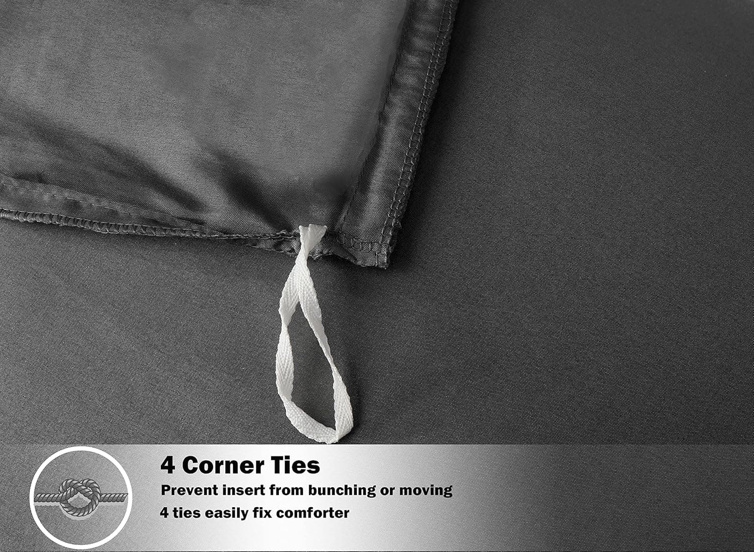 MOHAP Bedding Double Duvet Cover Set 3 PCS Double Plain Brushed Microfiber Bedding 1 Duvet Cover with 2 Zippers and 2 Pillowcases Grey 6