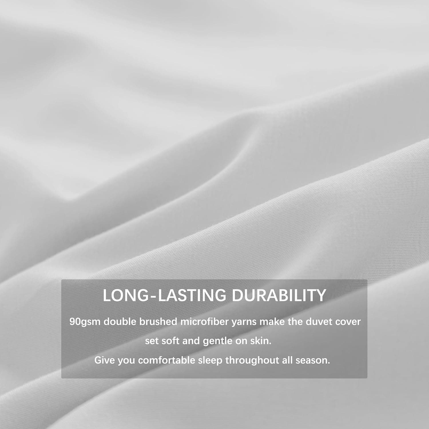 Parure housse de couette de 3 pièces, housse de couette respirante avec taies d'oreiller, Microfibre, blanc, Double 3