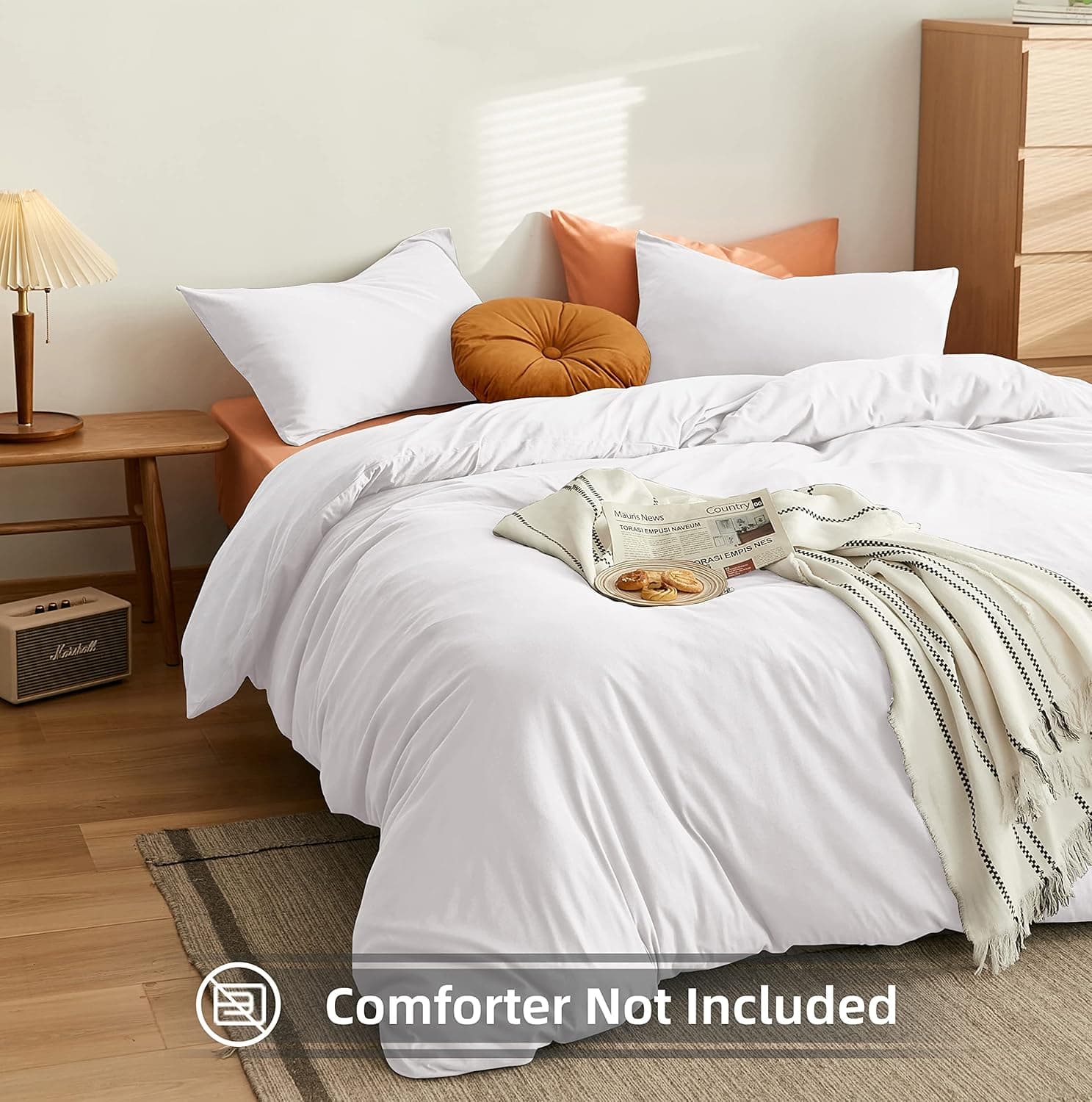 Parure housse de couette de 3 pièces, housse de couette respirante avec taies d'oreiller, Microfibre, blanc, Double 4