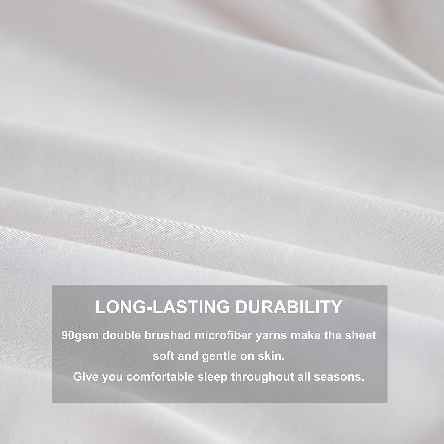 MOHAP 16 inch(40cm) Extra Deep King Size Fitted Sheet Only Bedsheet No Pillowcases Brushed Microfiber Breathable No Color Fade White 4