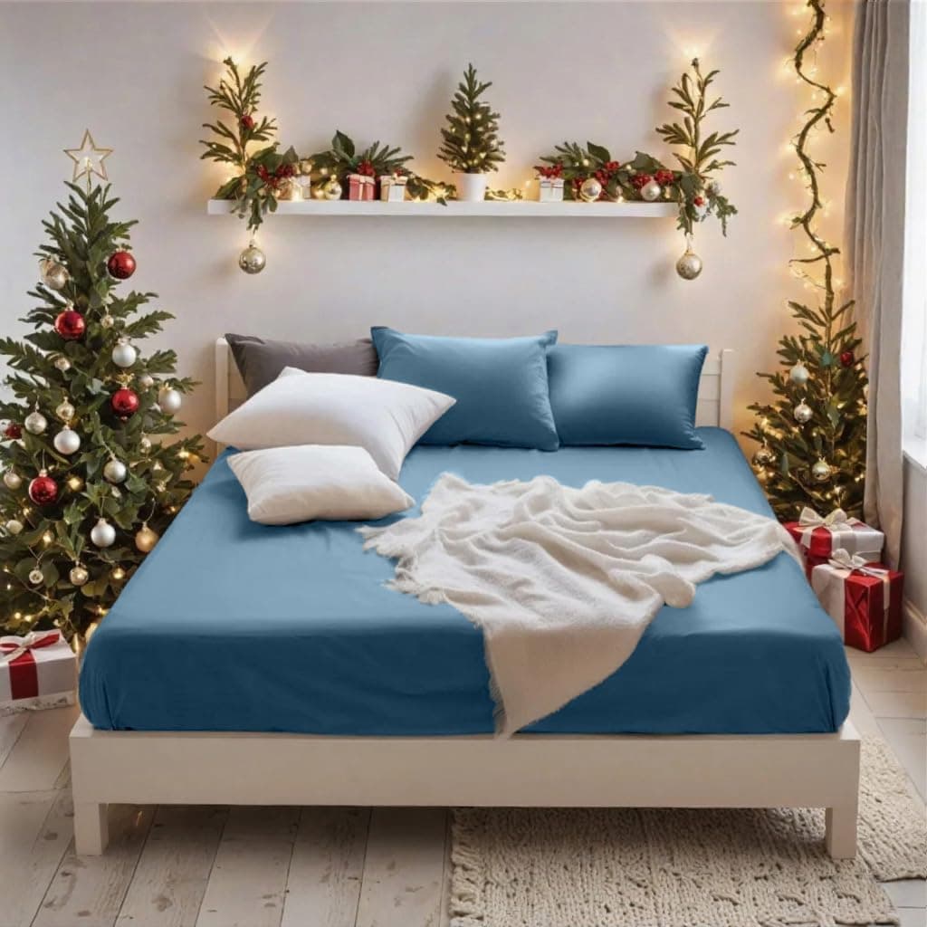 MOHAP 16 inch(40cm) Extra Deep King Size Fitted Sheet Only Bedsheet No Pillowcases Brushed Microfiber Breathable No Color Fade White 7