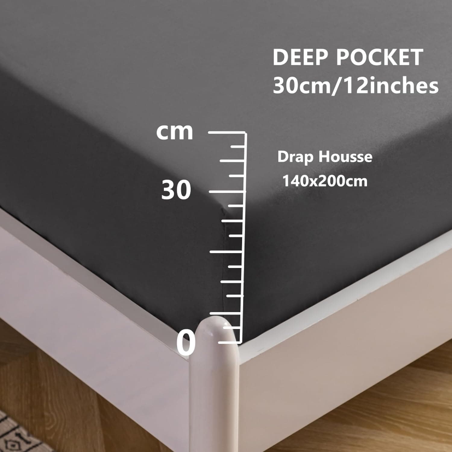 MOHAP Drap Housse 160x200cm avec Bonnet 30cm Blanc Drap Housse 100 GSM en Microfibre de Haute Qualité 100% Polyester Doux, Résistant, Anti Plis 6