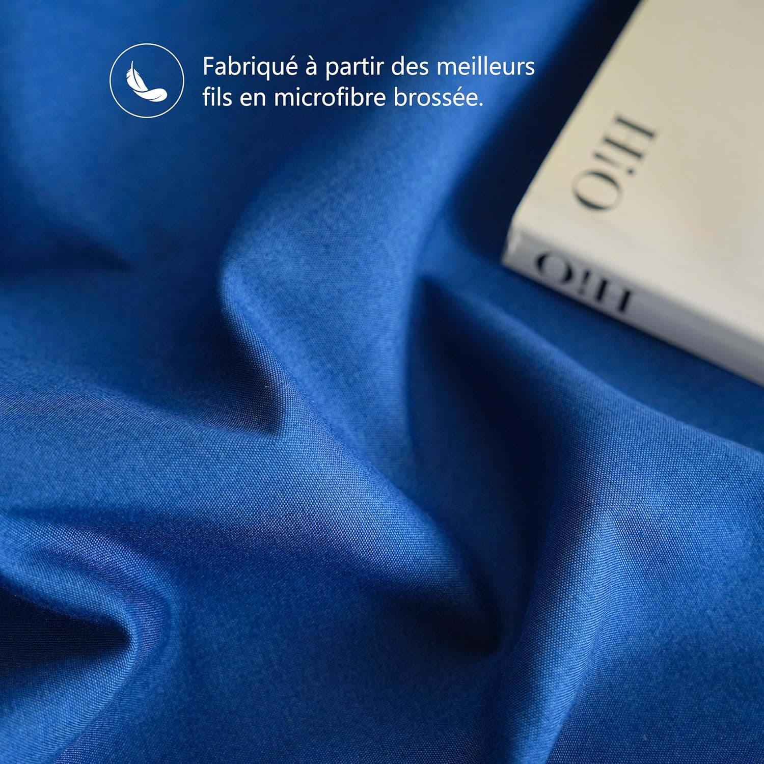 MOHAP Lot de 2- Taies d'oreiller Bleu Foncé 50x70cm Housse d'oreiller avec Une Fermeture Eclair en Microfibre 5