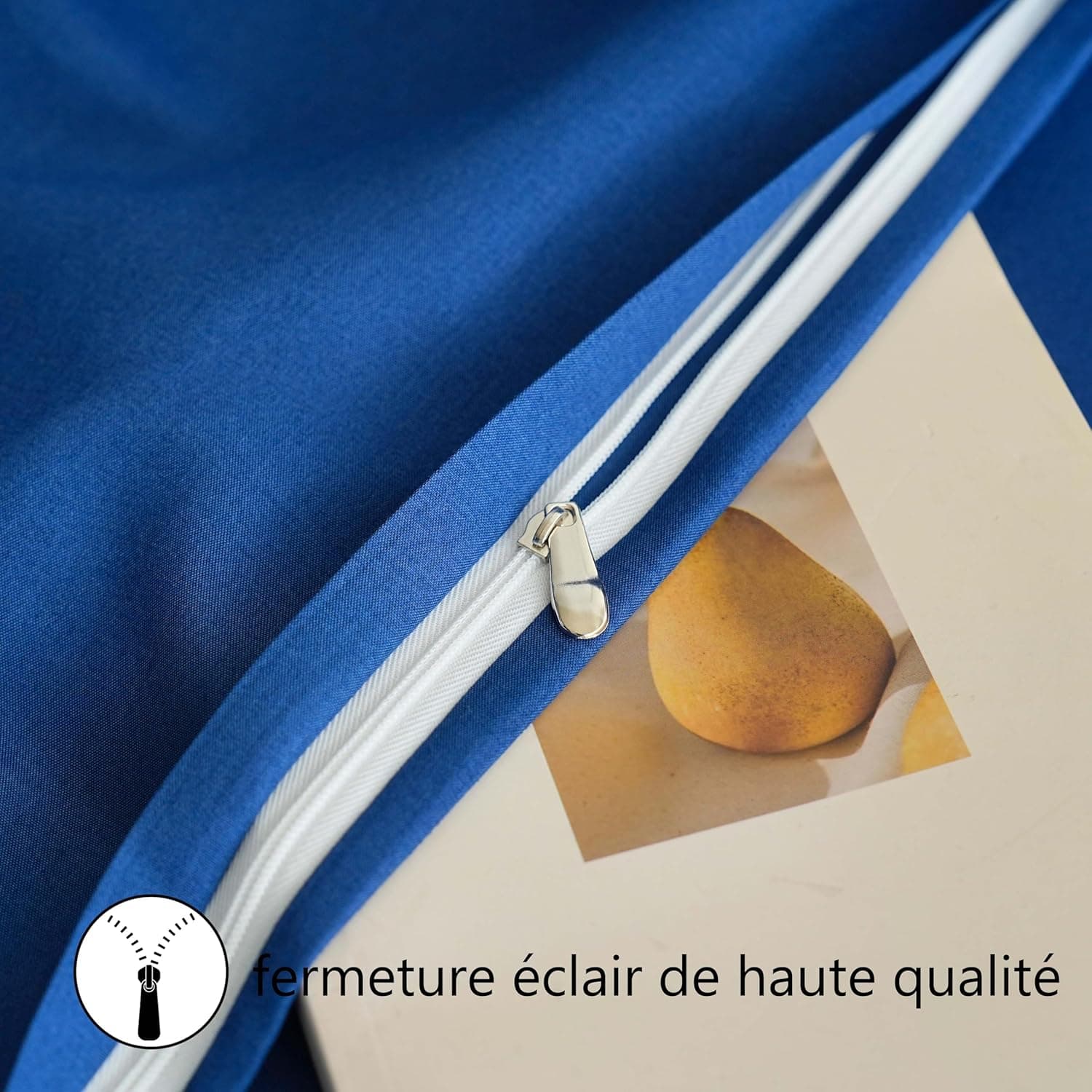 MOHAP Lot de 2- Taies d'oreiller Bleu Foncé 50x70cm Housse d'oreiller avec Une Fermeture Eclair en Microfibre 6