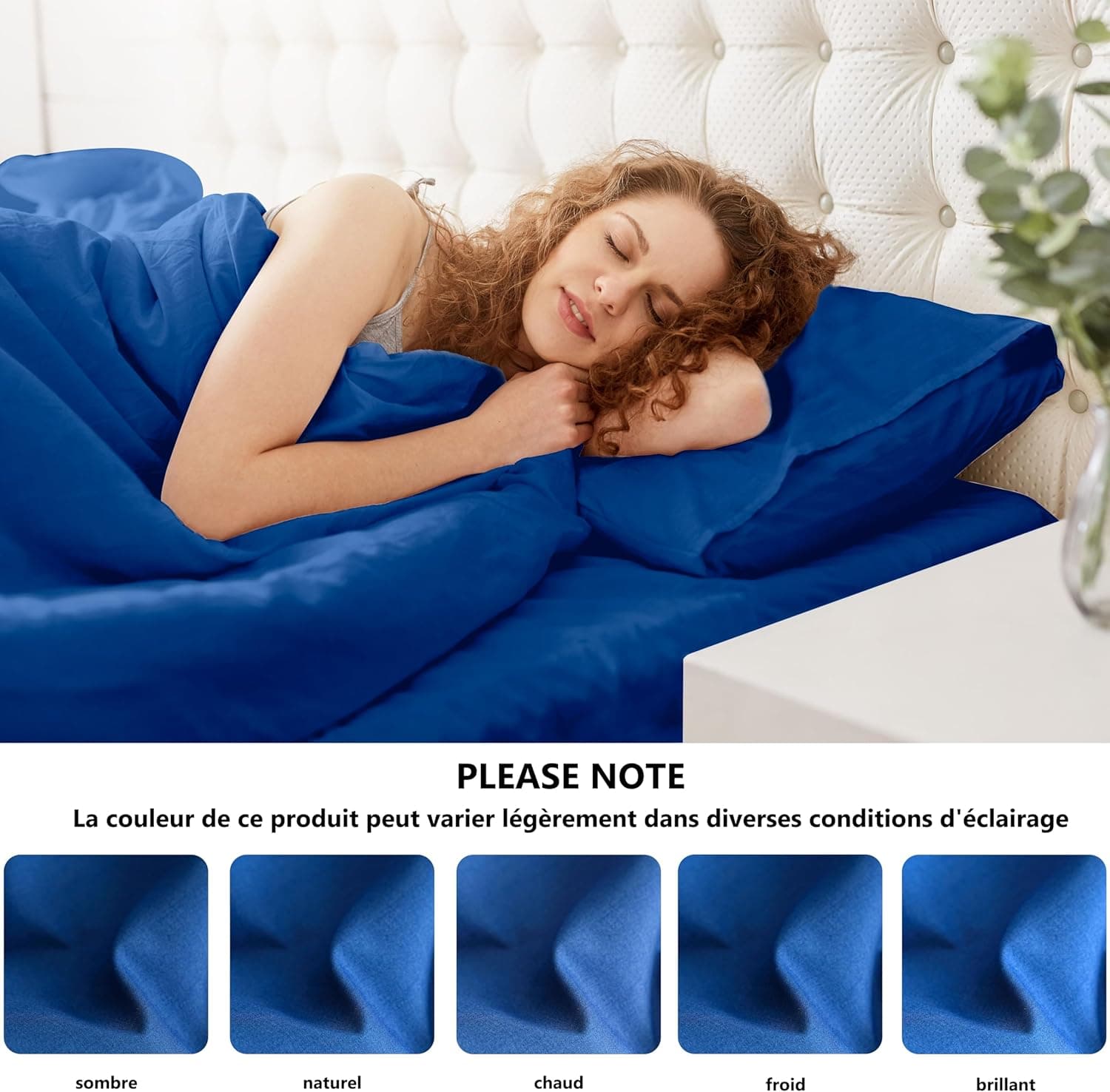MOHAP Lot de 2- Taies d'oreiller Bleu Foncé 50x70cm Housse d'oreiller avec Une Fermeture Eclair en Microfibre 7
