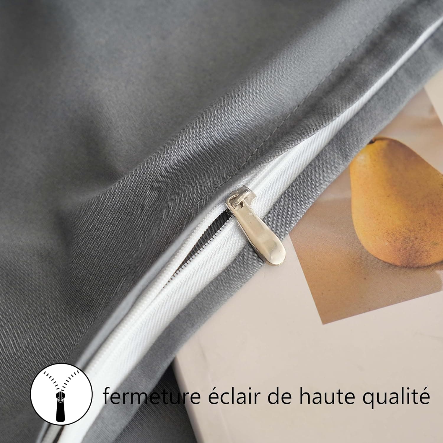 Lot de 2- Taies d'oreiller Gris 50x70cm Housse d'oreiller avec Une Fermeture Eclair en Microfibre 4