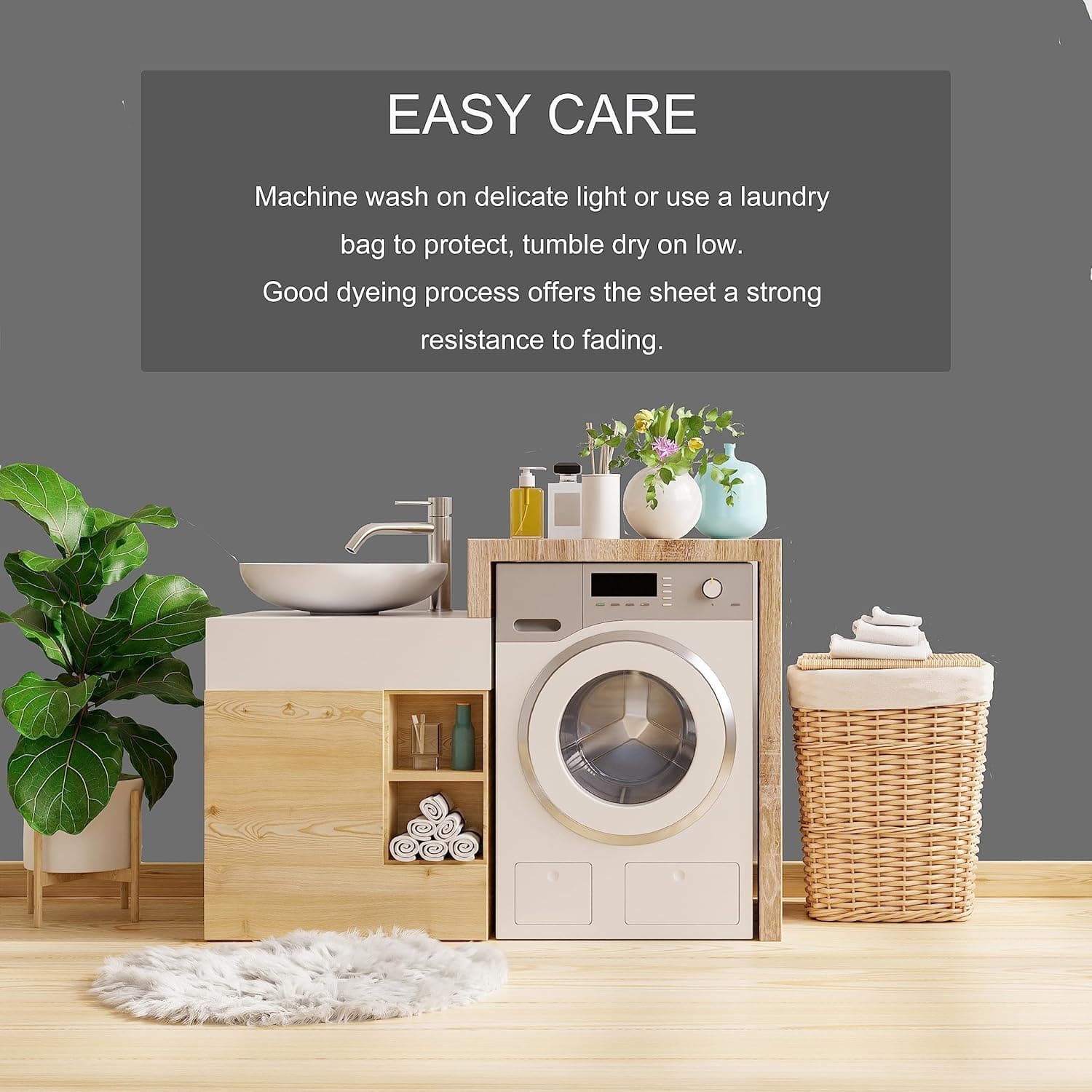 MOHAP Double Size Fitted Sheet Gray with Extra Deep 30 cm Pocket Bed Sheet Only Bedsheet Brushed Microfiber Bottom Sheet for Double Bed 135x190 Grey 6