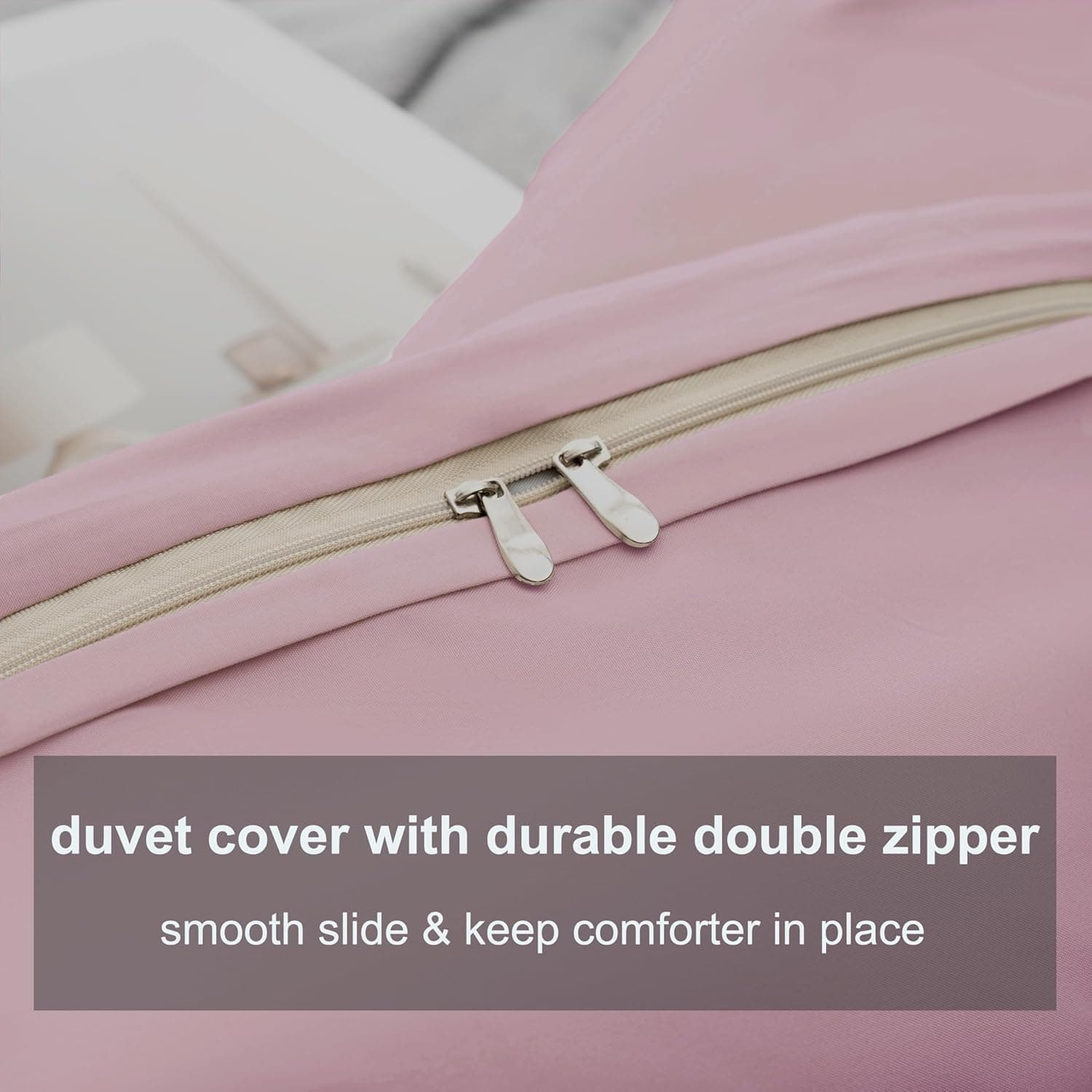 MOHAP Warm Bedding Double Duvet Cover Set 3 PCS Plain Brushed Microfiber Bedding 1 Duvet Cover with 2 Zippers and 2 Pillowcases Pink 5