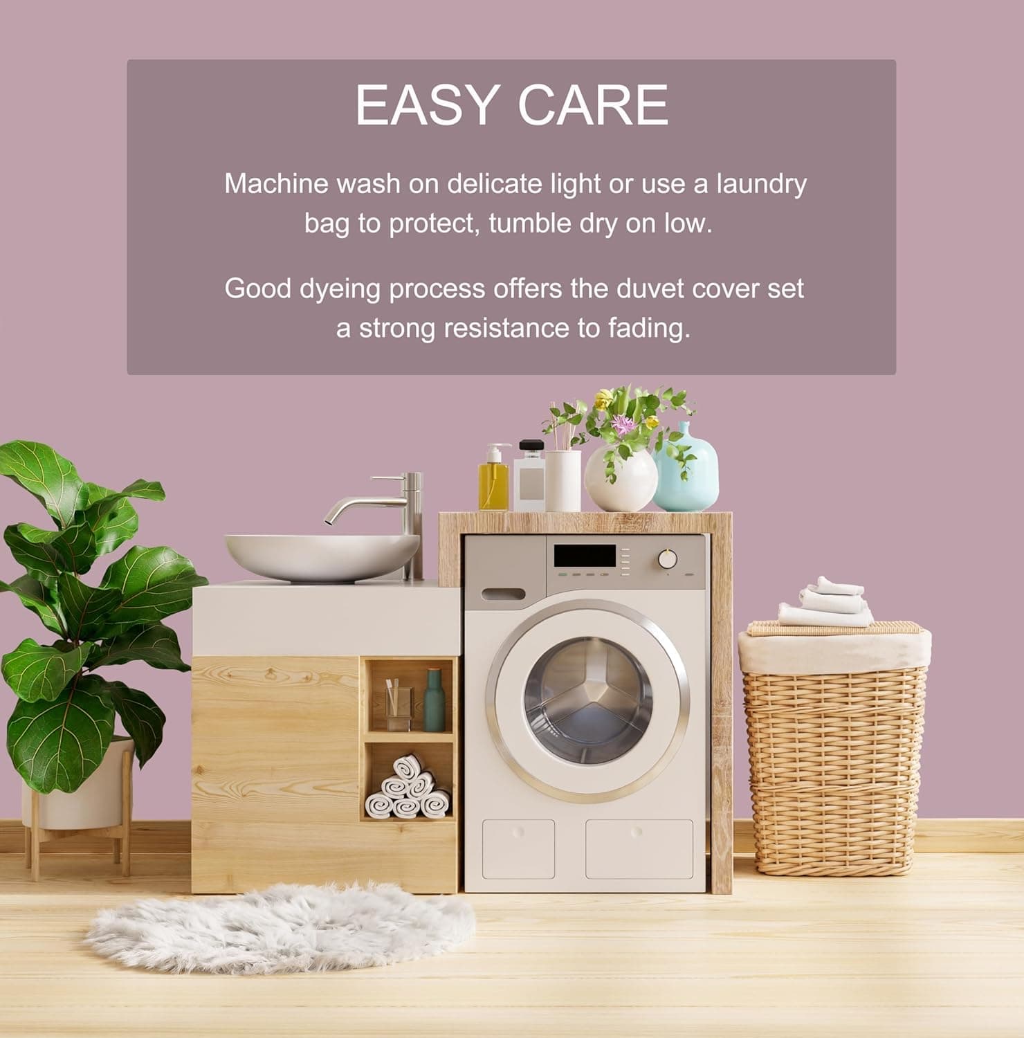 MOHAP Warm Bedding Double Duvet Cover Set 3 PCS Plain Brushed Microfiber Bedding 1 Duvet Cover with 2 Zippers and 2 Pillowcases Pink 8