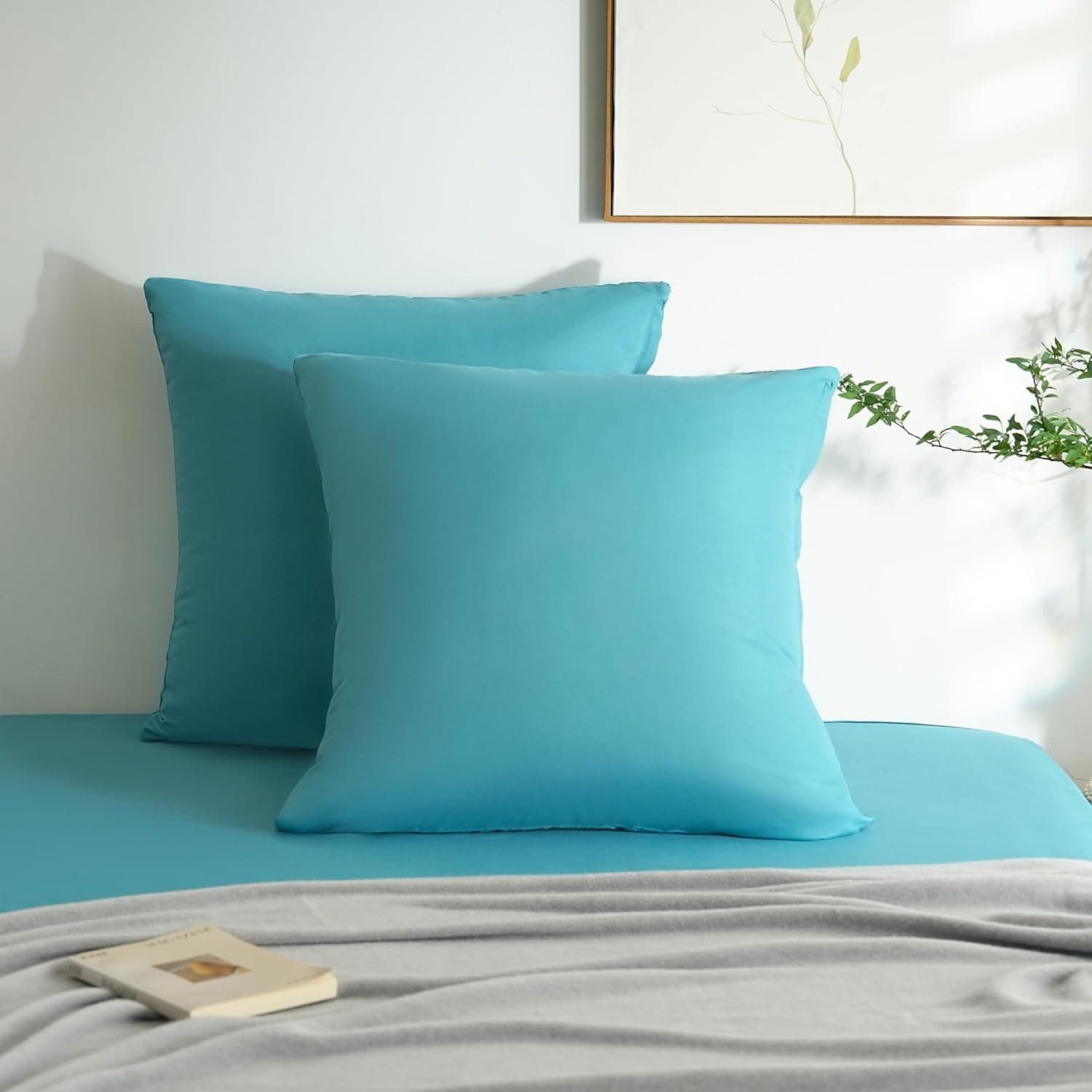 MOHAP Lot de 2- Taies d'oreiller 65x65cm Lac Bleu Housse d'oreiller avec Une Fermeture Eclair en Microfibre