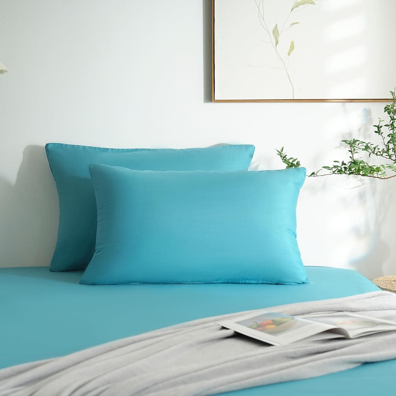 MOHAP Lot de 2- Taies d'oreiller 50x70cm Lac Bleu Housse d'oreiller avec Une Fermeture éclair en Microfibre 2