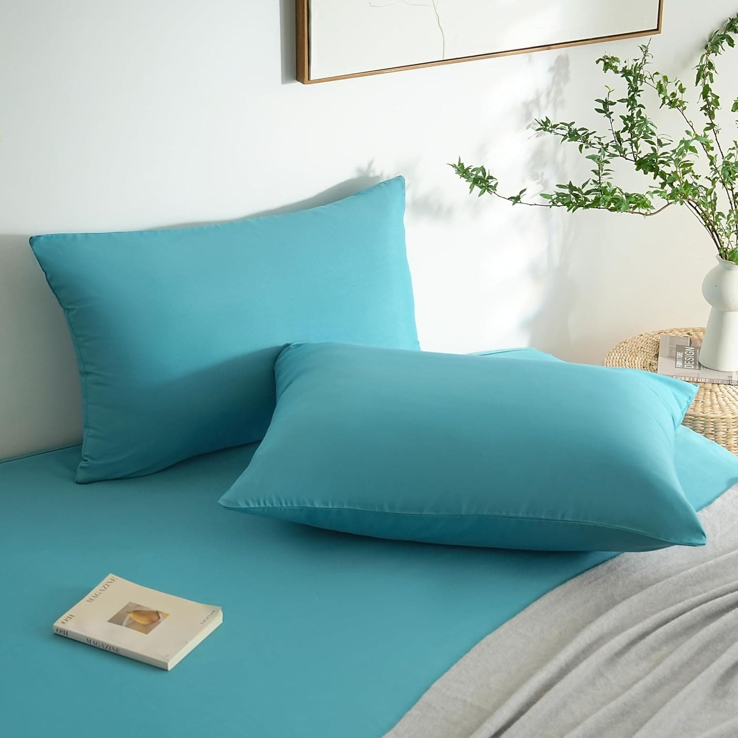 MOHAP Lot de 2- Taies d'oreiller 50x70cm Lac Bleu Housse d'oreiller avec Une Fermeture éclair en Microfibre 3