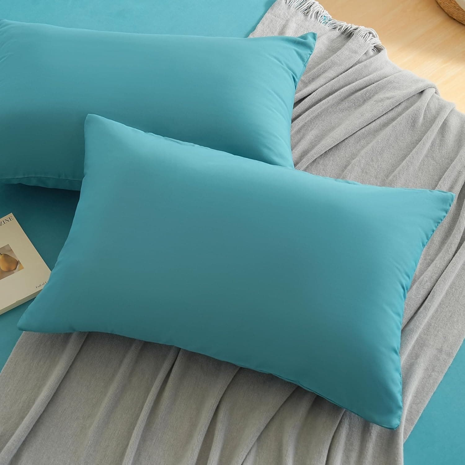 MOHAP Lot de 2- Taies d'oreiller 50x70cm Lac Bleu Housse d'oreiller avec Une Fermeture éclair en Microfibre 4