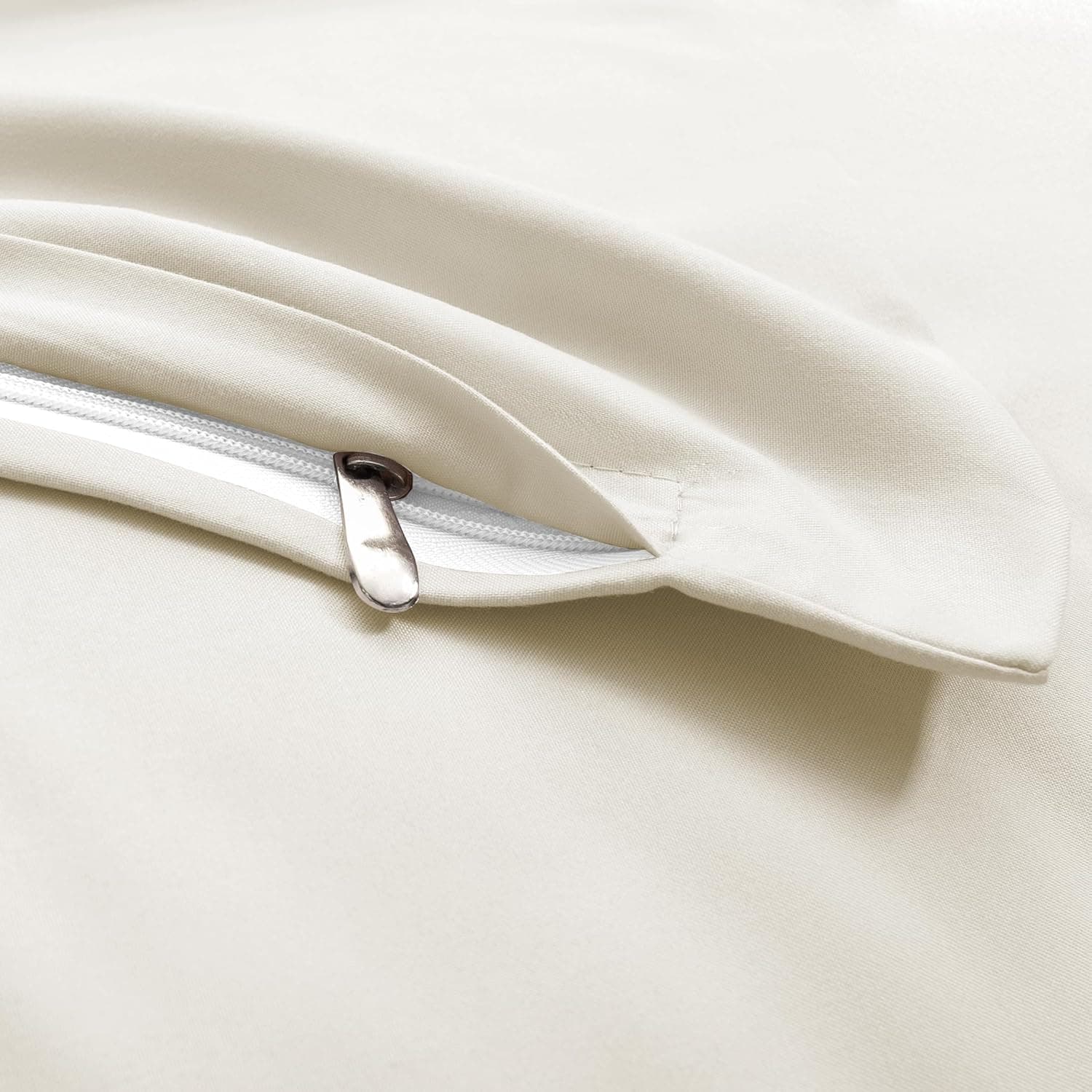 MOHAP Lot de 4- Taies d'oreiller 50x70cm Beige Housse d'oreiller avec Une Fermeture Eclair en Microfibre 2