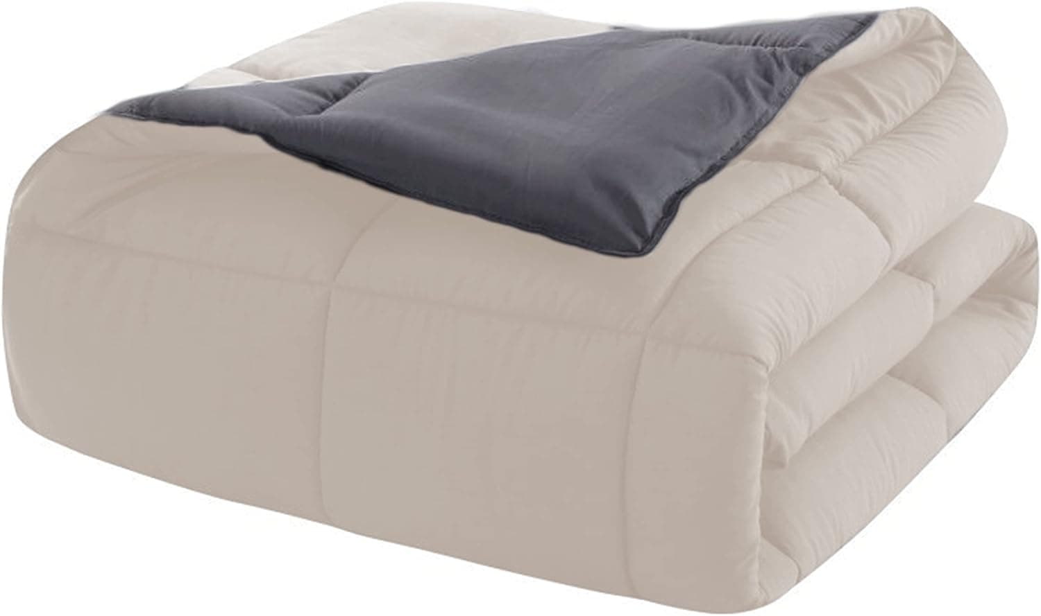 MOHAP Couette Bicolore Chaude l'hiver 450g/m² Épais 140x200cm Hypoallergénique Bicolore Beige + Gris Couette de Lit Réversible 1 Personnes Edredon 4