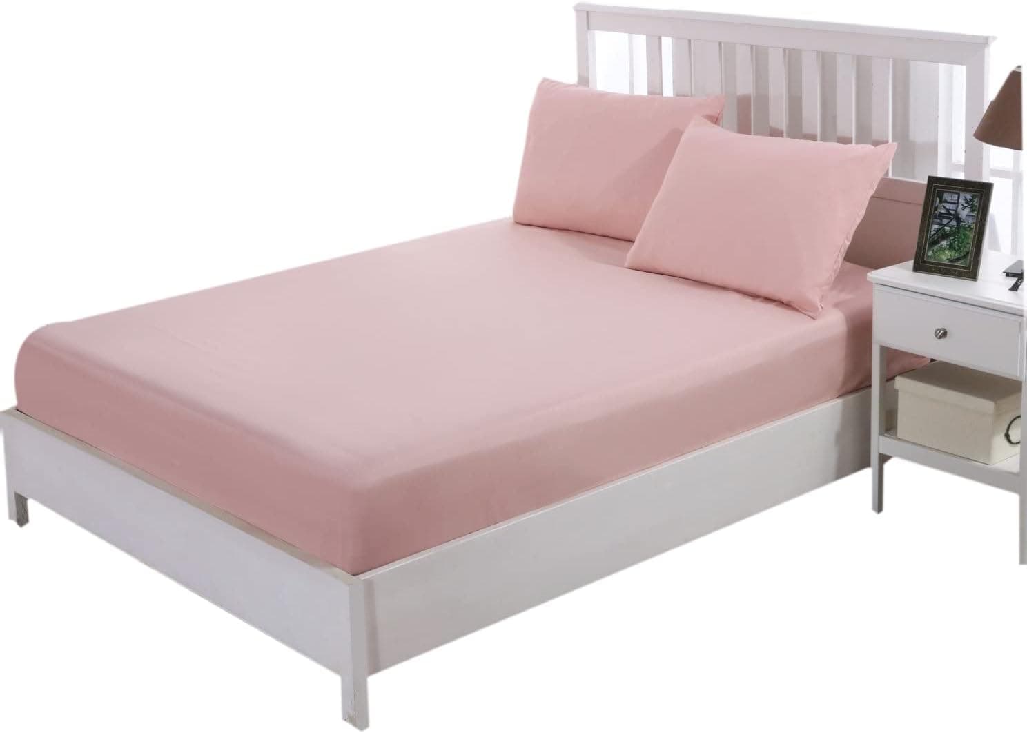 MOHAP Drap Housse 160x200cm avec Bonnet 30cm Rose Drap Housse 100 GSM en Microfibre de Haute Qualité 100% Polyester Doux, Résistant, Anti Plis 5