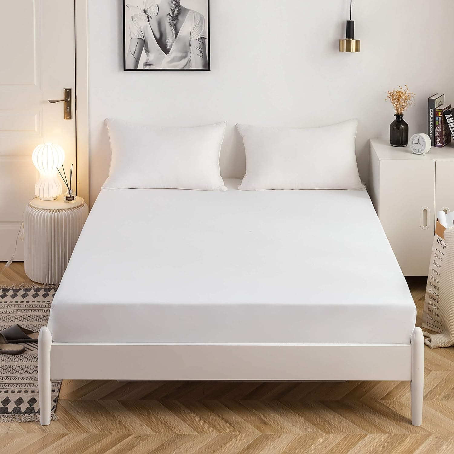 MOHAP Drap Housse 160x200cm avec Bonnet 30cm Rose Drap Housse 100 GSM en Microfibre de Haute Qualité 100% Polyester Doux, Résistant, Anti Plis 8