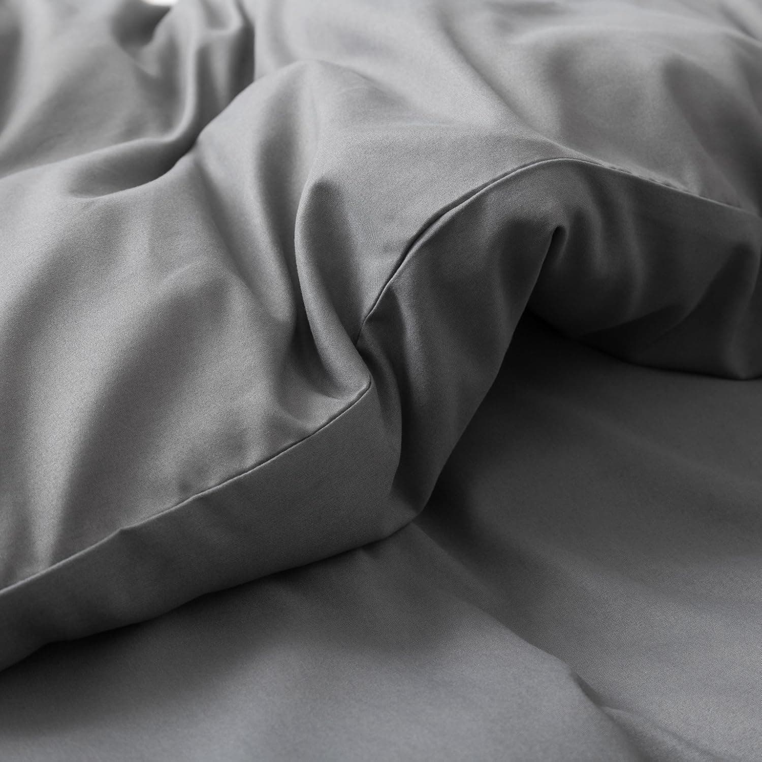 MOHAP Housse de Couette 220x240cm+2 Taies d'oreillers 65x65cm Gris Parure de Lit Adulte 2 Personnes 100 Fils/cm² en Microfibre avec Fermeture Éclair 5