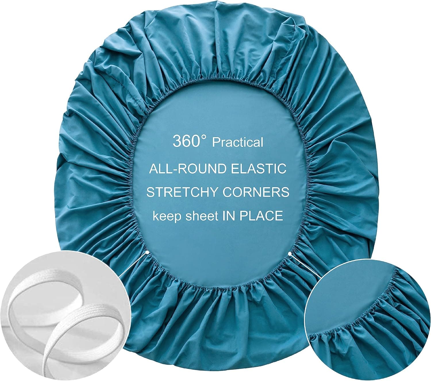 MOHAP Warm Double Size Fitted Sheet Teal with Extra Deep 30 cm Pocket Bed Sheet Only Bedsheet Brushed Microfiber Bottom Sheet for Double Bed 135x190 Teal 3