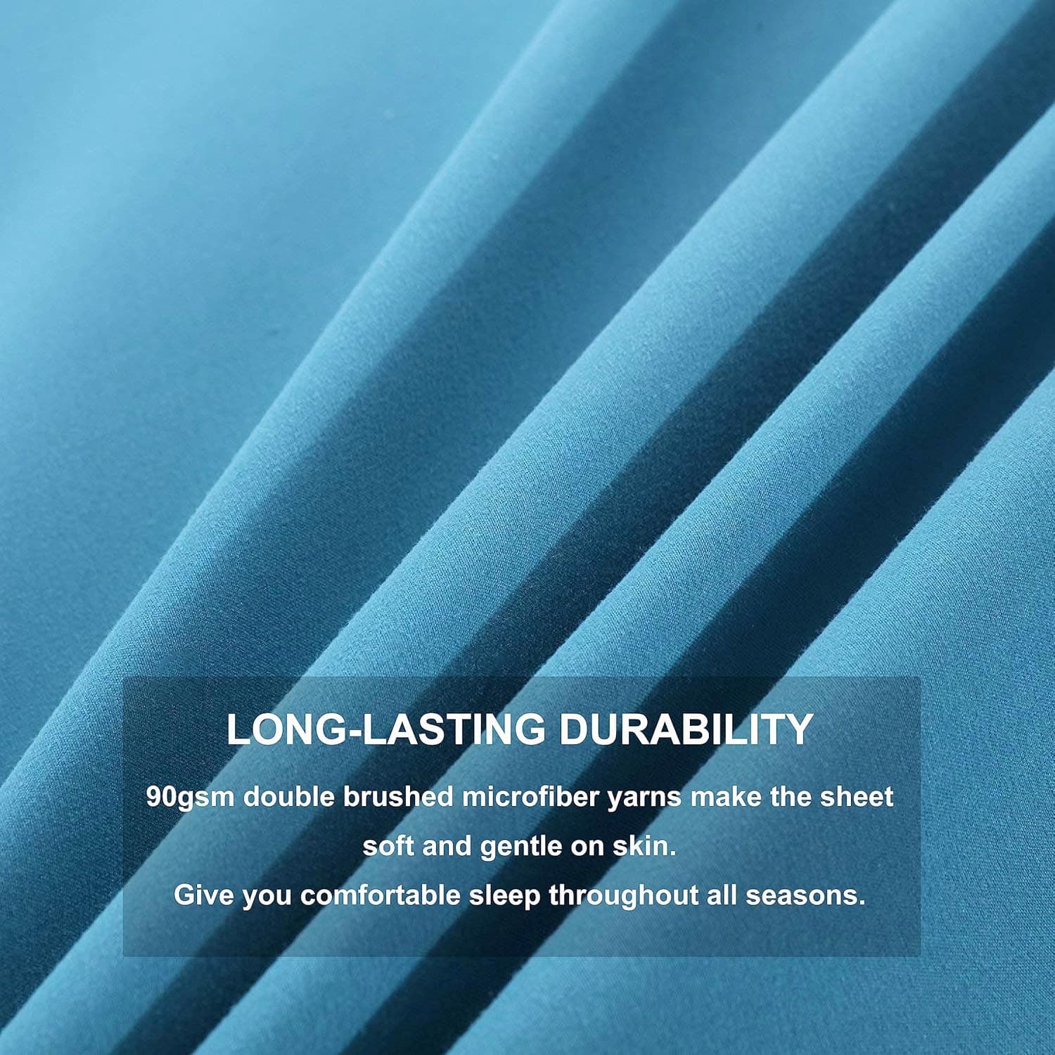 MOHAP Warm Double Size Fitted Sheet Teal with Extra Deep 30 cm Pocket Bed Sheet Only Bedsheet Brushed Microfiber Bottom Sheet for Double Bed 135x190 Teal 4