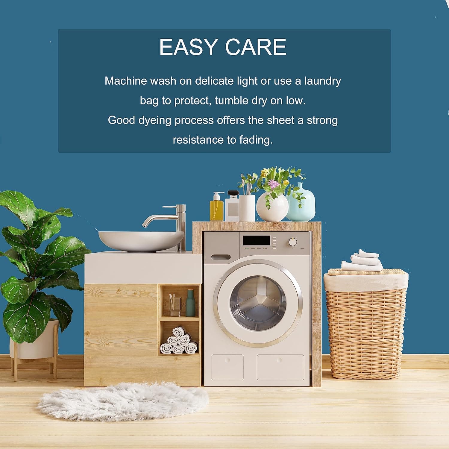 MOHAP Warm Double Size Fitted Sheet Teal with Extra Deep 30 cm Pocket Bed Sheet Only Bedsheet Brushed Microfiber Bottom Sheet for Double Bed 135x190 Teal 6