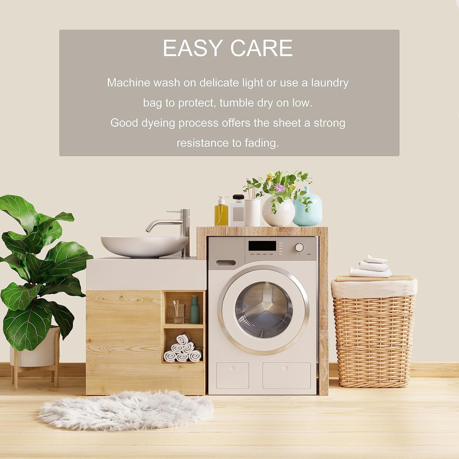 MOHAP Double Size Fitted Sheet Beige with Extra Deep 30 cm Pocket Bed Sheet Only Bedsheet Brushed Microfiber Bottom Sheet for Double Bed 135x190 Beige 6