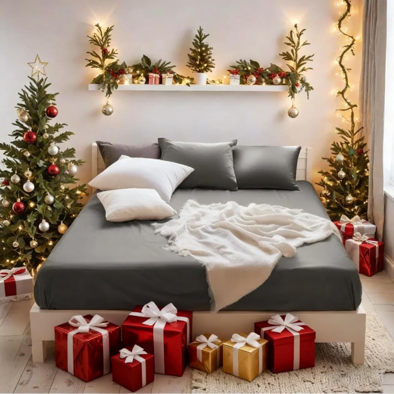 Drap-housse Mohap, gris, Simple