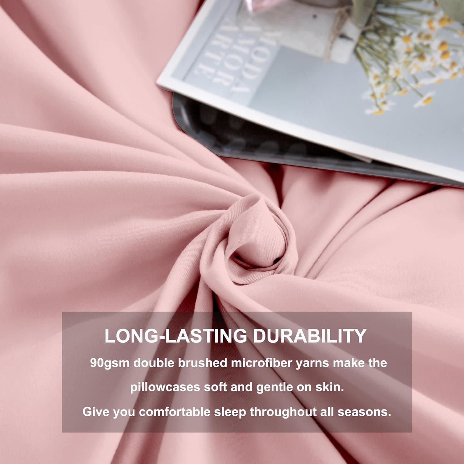 MOHAP Warm Zippered Pillowcases 50X75 cm 2 Pack- Super Soft Breathable Brushed Microfiber Pillow Cases Cover for Hair and Skin Pink 3