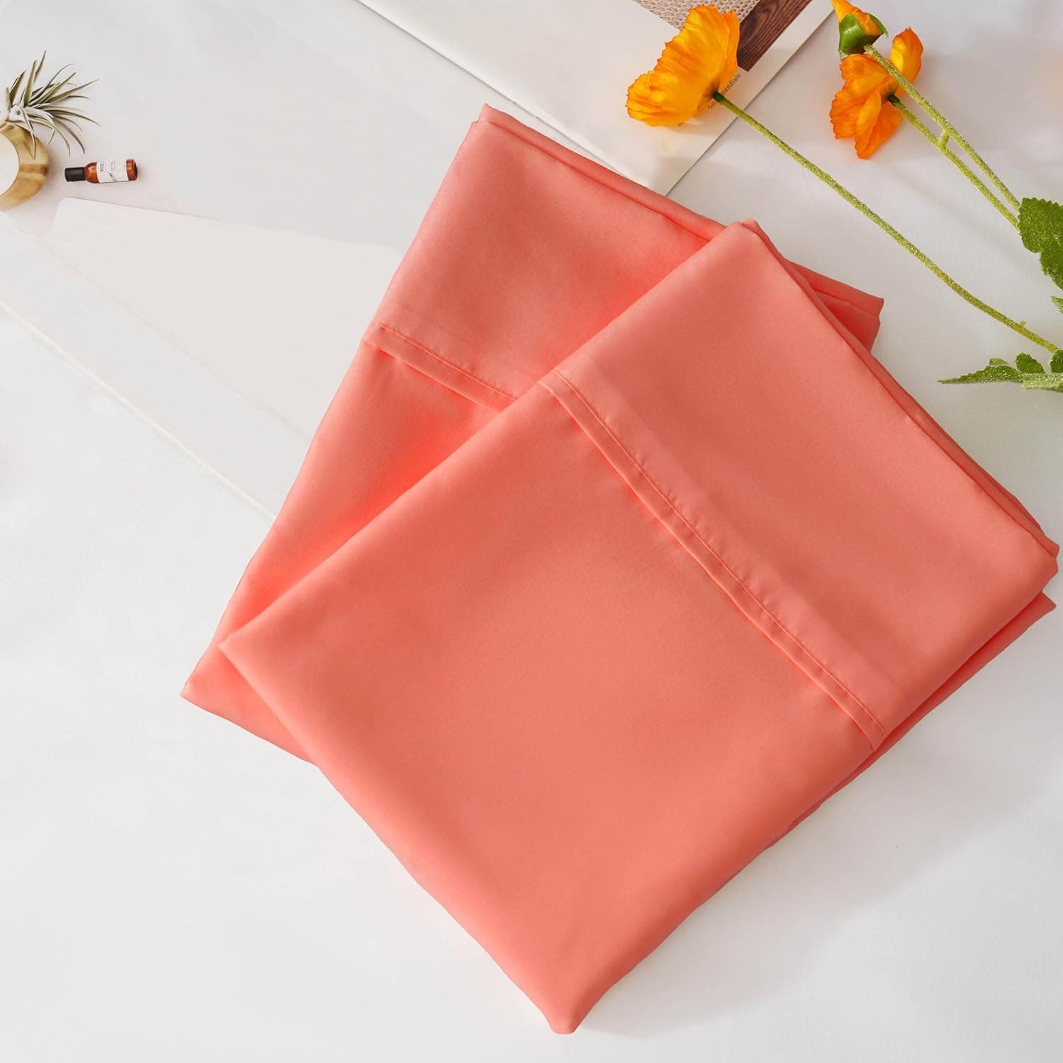 AYASW Pillowcases Queen Size Set of 2 Pack with Envelope Closure Premium Soft and Cozy Brushed Microfiber Coral Pillow Case 20x30 inches Wrinkle Fade Resistant Easy Care Stable Holiday Decor 2
