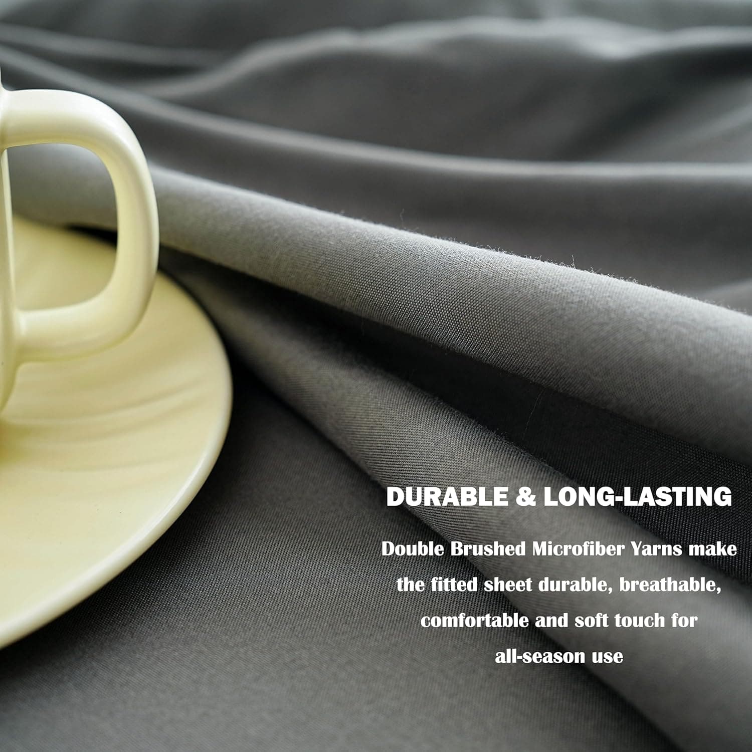 AYASW Fitted Sheet Only Queen Size Deep Pocket 16 inches Premium Soft and Cozy Bed Bottom Sheet 1800 Brushed Microfiber Wrinkle Fade Resistant Easy Care Stable Grey 6