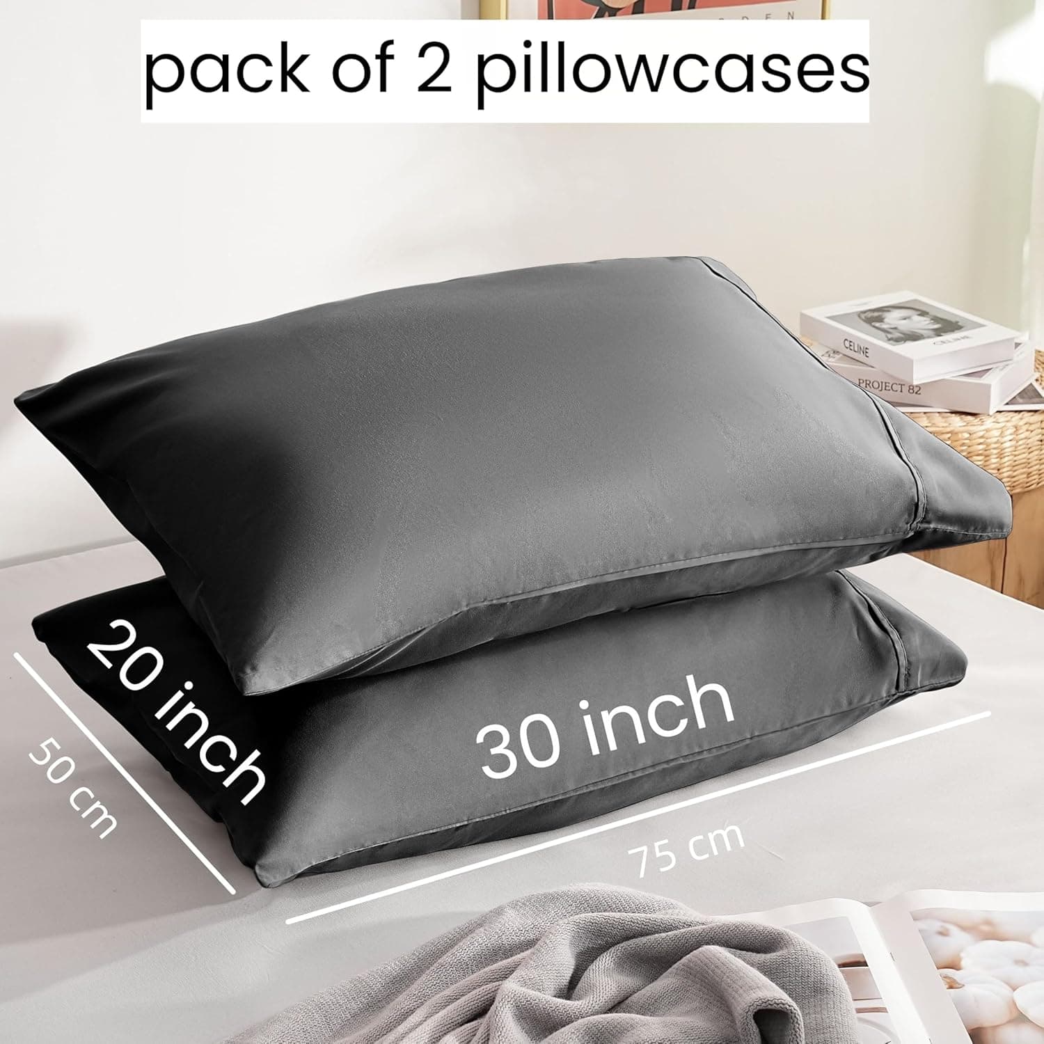 ‌Queen Pillowcases Set of 2 - Envelope Closure Pillow Covers, Ultra-Soft & Breathable Microfiber, All Season Luxury Bedding, Machine Washable, Modern Gray‌ 3