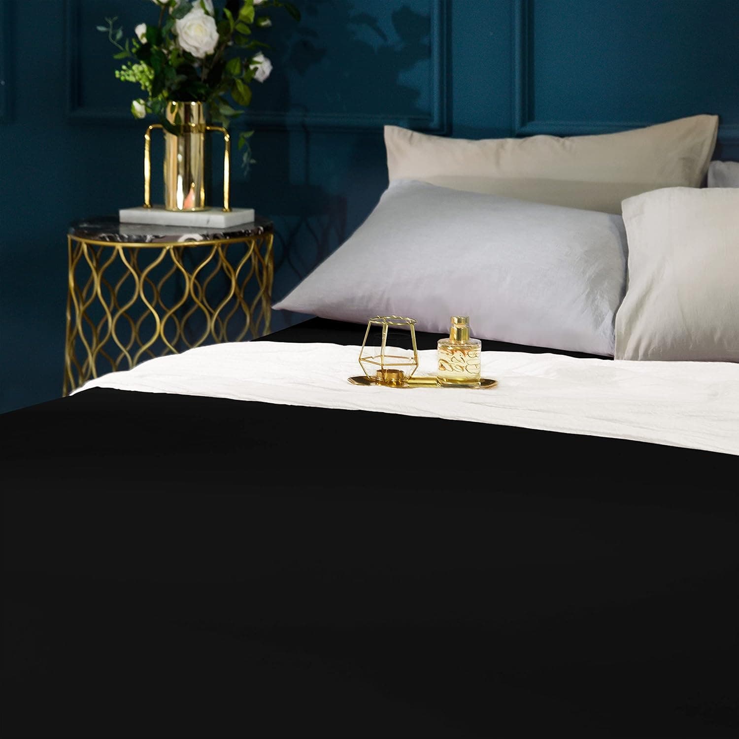 Warm Fitted Sheet Double Bedding Sheet with All Around Elastics Brushed Microfiber Black 3