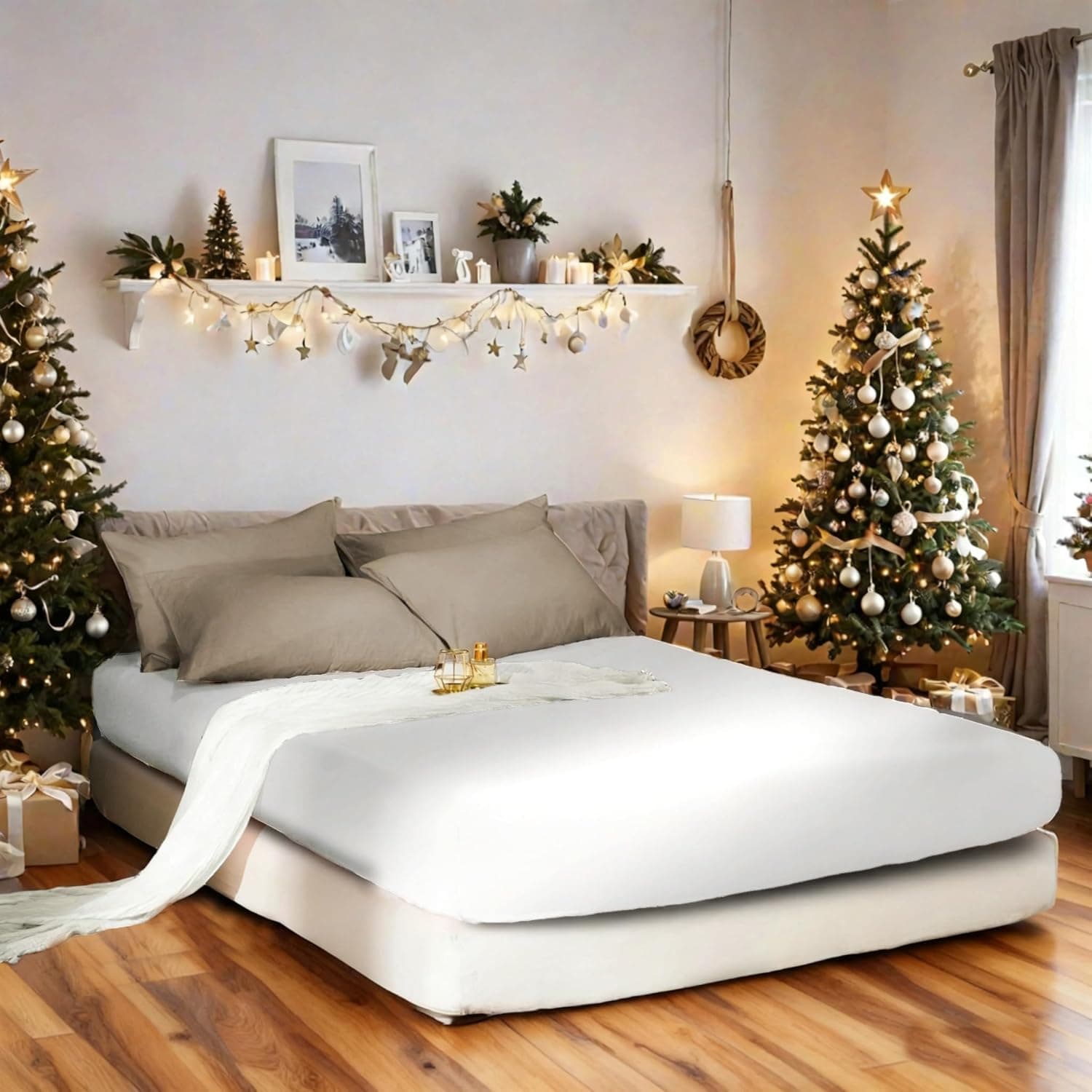 Drap-housse AYSW en microfibre brossée, blanc, King