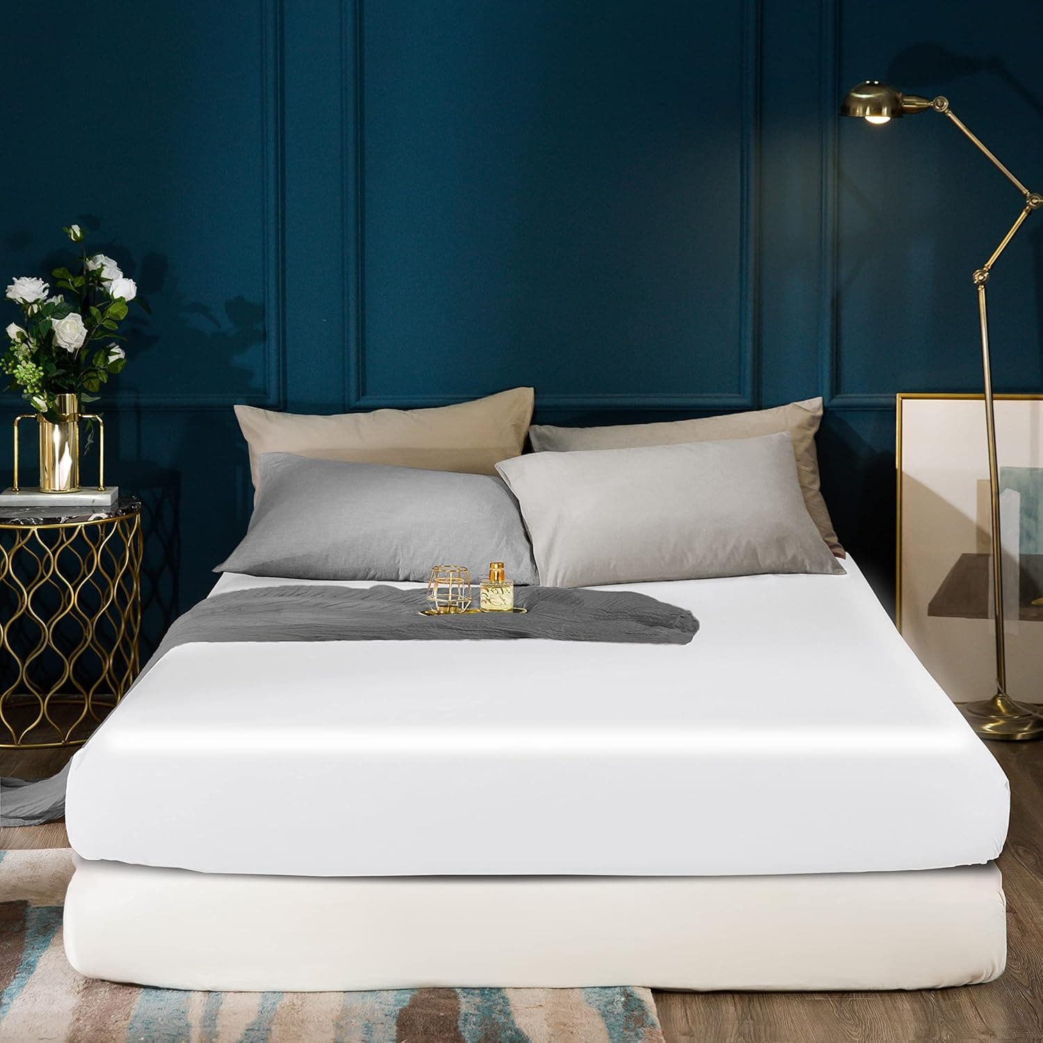 Drap-housse AYSW en microfibre brossée, blanc, King 2