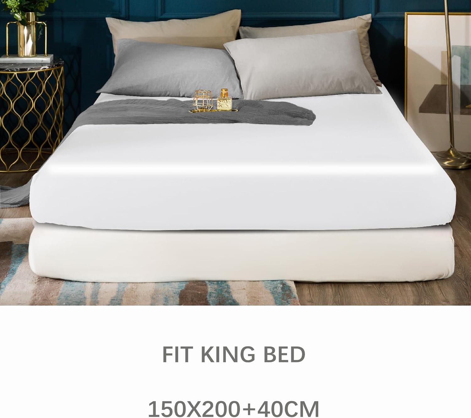 Drap-housse AYSW en microfibre brossée, blanc, King 3