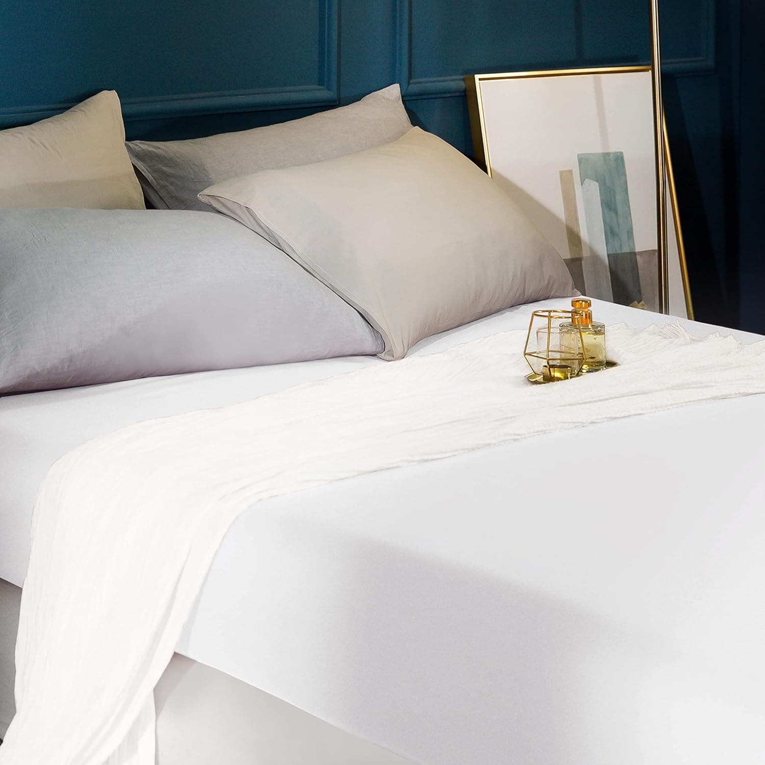 Drap-housse AYSW en microfibre brossée, blanc, King 5