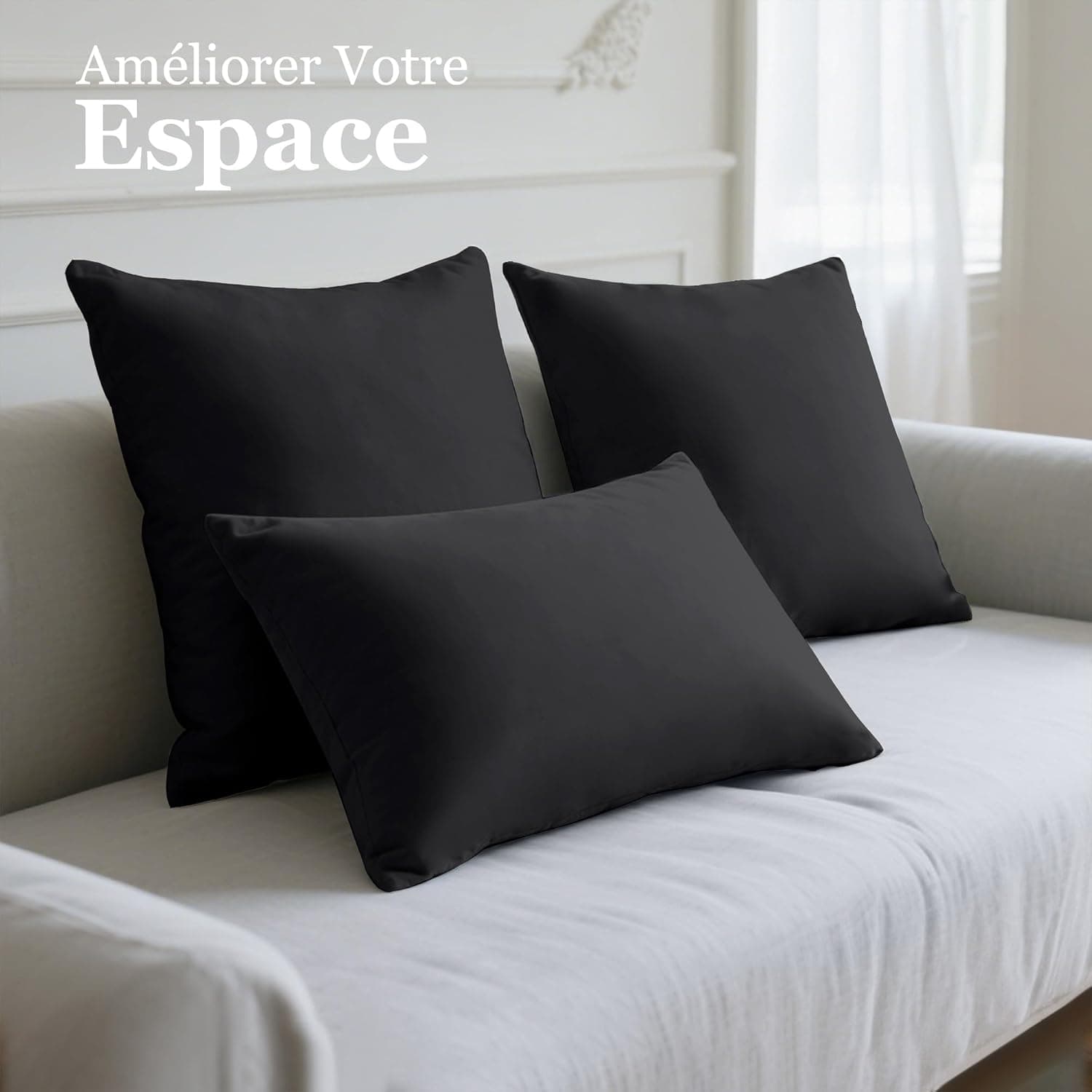 18 Couleurs Lot 2 Taie d'oreiller 65x65 cm Noir Housse Oreiller Coussin pour Canapé Lit Fermeture Éclair Anti-Acariens Hypoallergénique Protège Oreiller Zip Microfibre 8