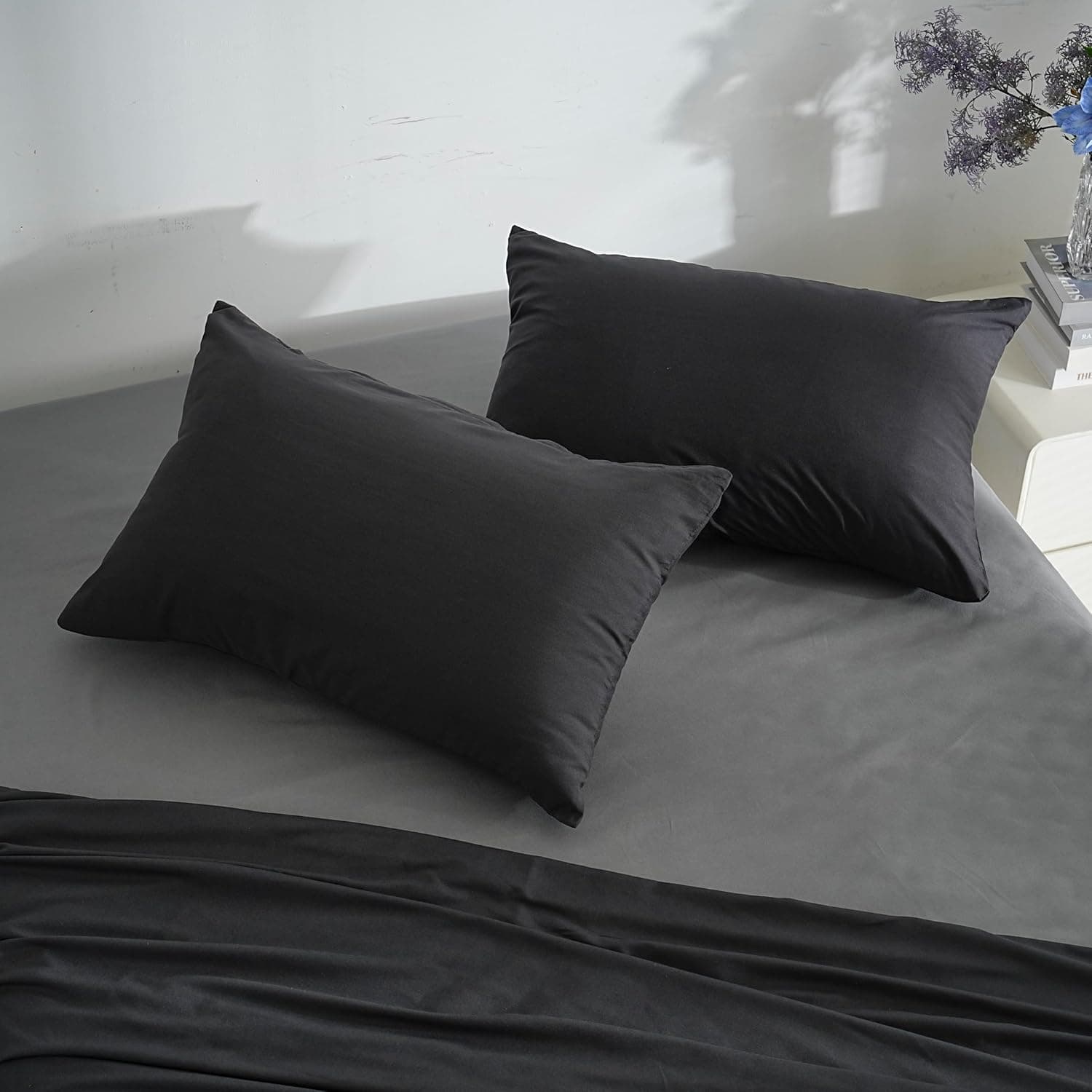 18 Couleurs Lot 2 Taie d'oreiller 50x70 cm Noir Housse Oreiller Coussin pour Canapé Lit Fermeture Éclair Anti-Acariens Hypoallergénique Protège Oreiller Zip Microfibre 3