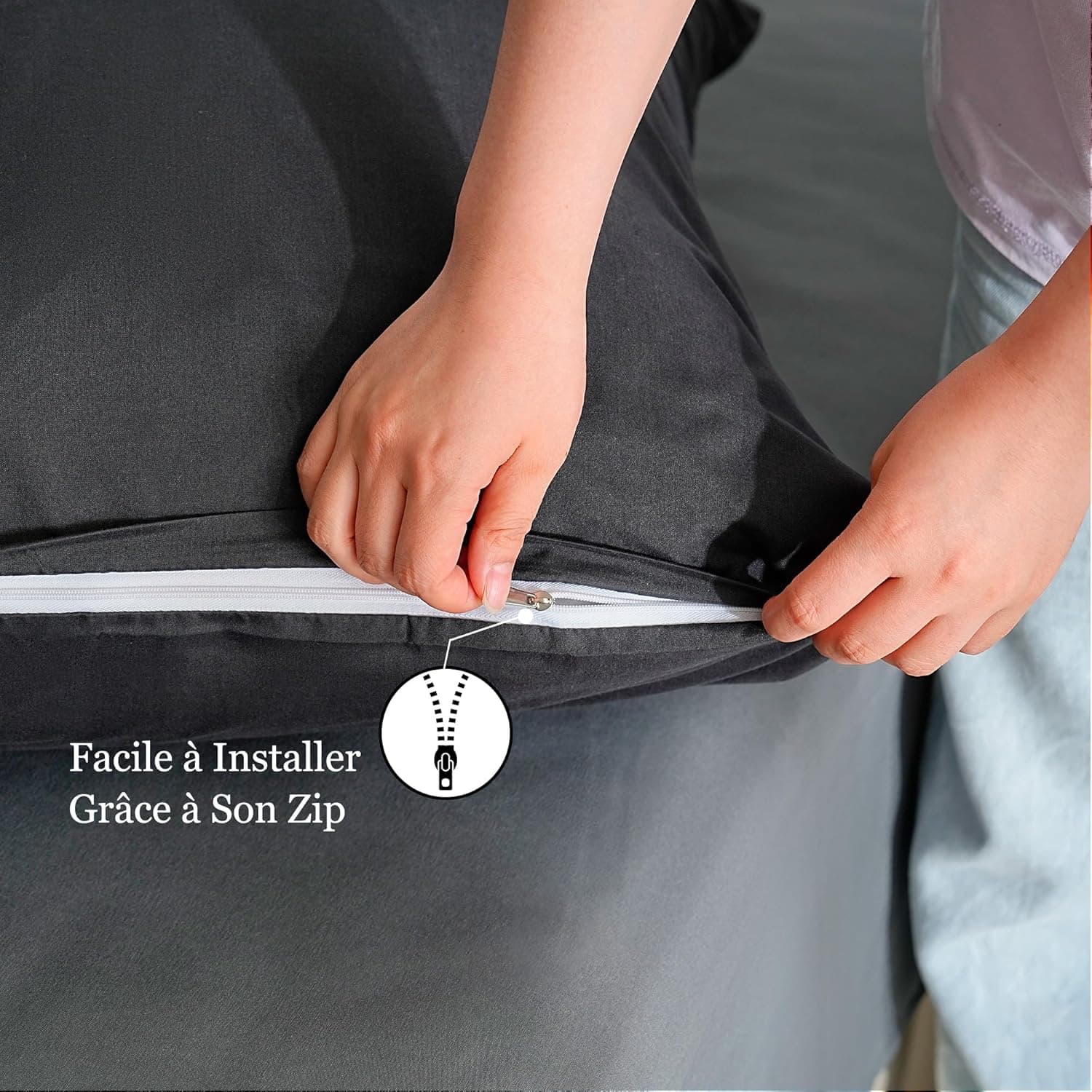 18 Couleurs Lot 2 Taie d'oreiller 50x70 cm Noir Housse Oreiller Coussin pour Canapé Lit Fermeture Éclair Anti-Acariens Hypoallergénique Protège Oreiller Zip Microfibre 5