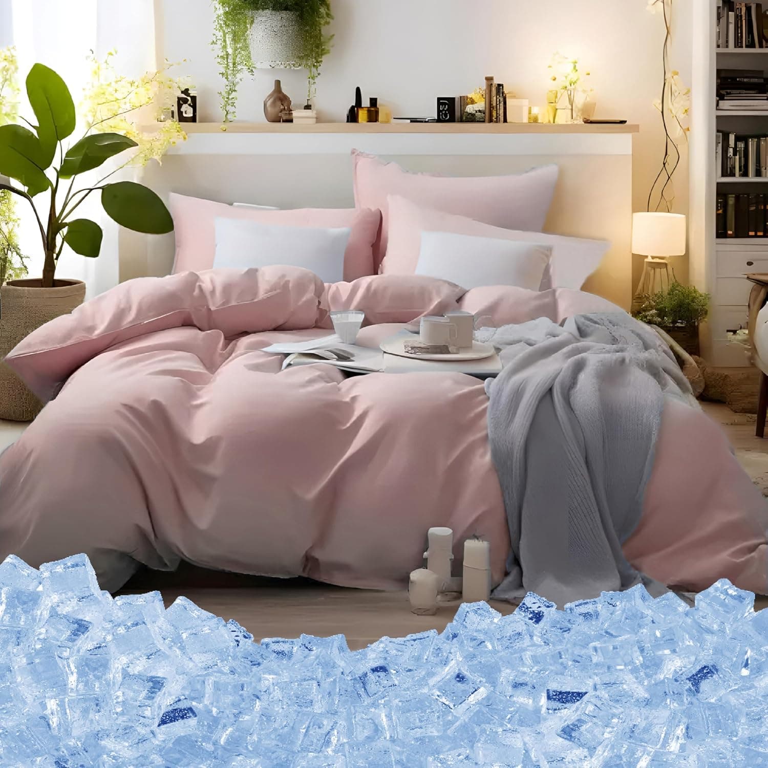 MOHAP Bedding King Duvet Cover Set 3 PCS Plain Brushed Microfiber Gift Bedding 1 Duvet Cover with 2 Zippers and 2 Pillowcases Pink