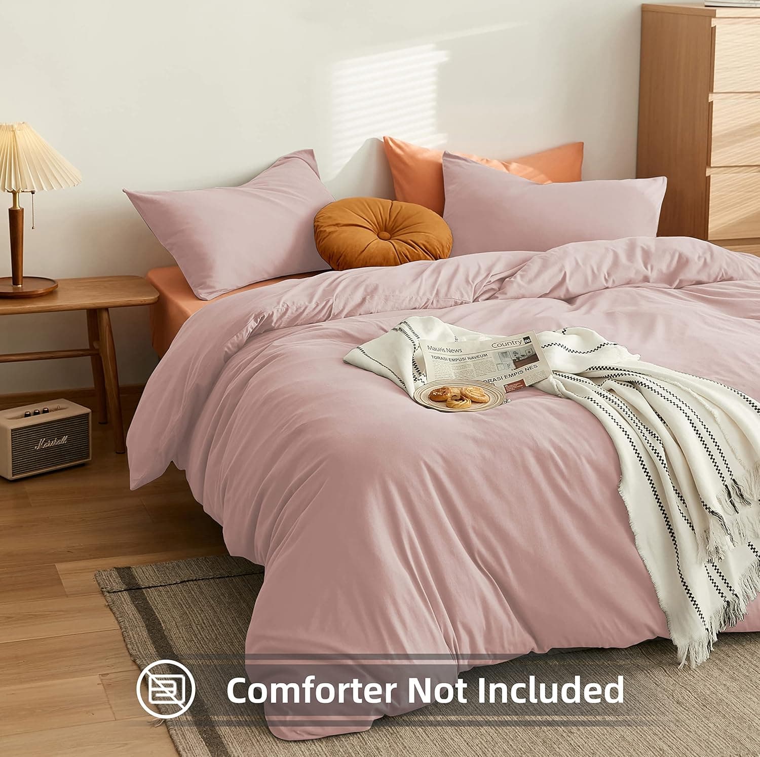 MOHAP Bedding King Duvet Cover Set 3 PCS Plain Brushed Microfiber Gift Bedding 1 Duvet Cover with 2 Zippers and 2 Pillowcases Pink 2