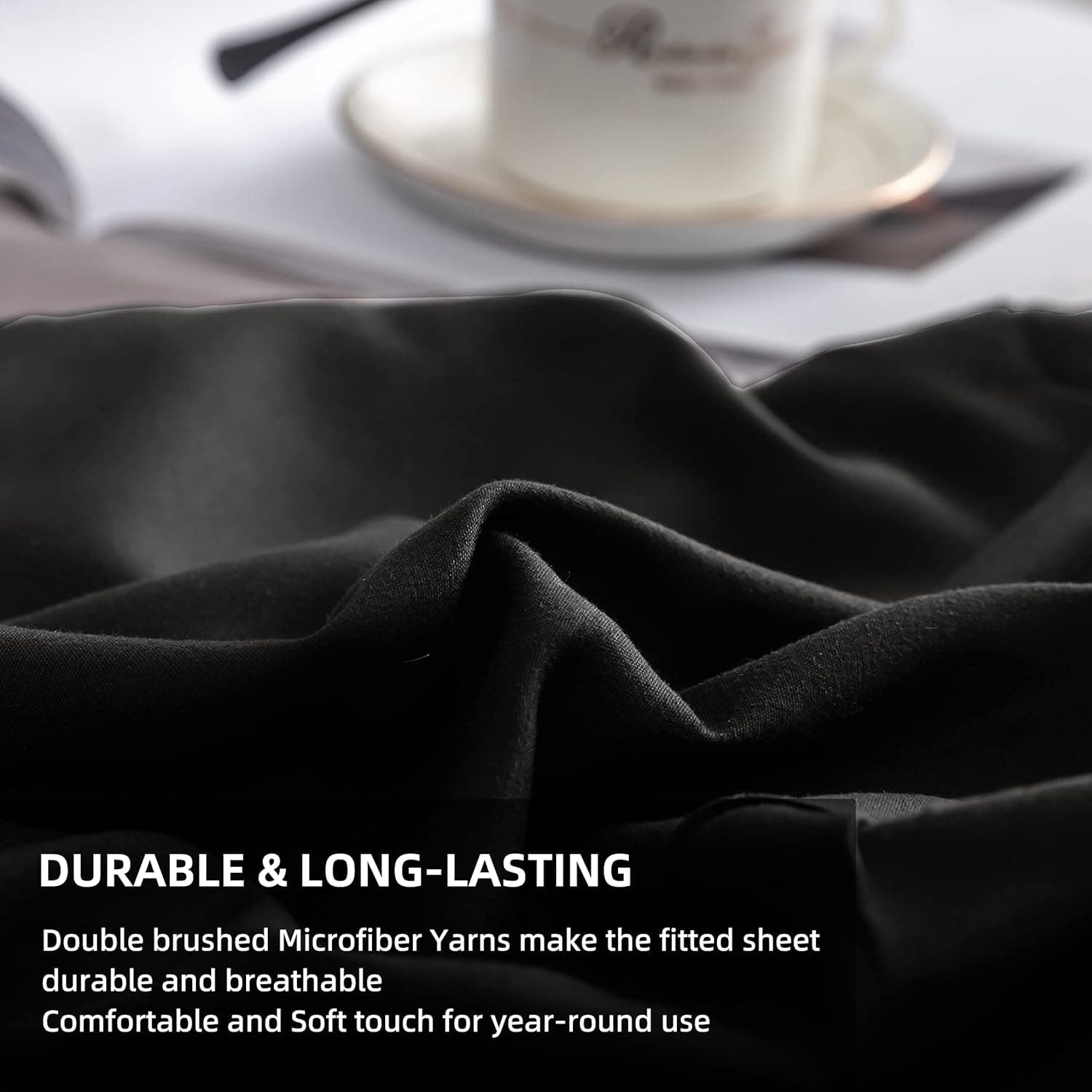 AYASW Fitted Sheet Only Queen Size Deep Pocket 16 Inches Premium Soft and Cozy Bed Bottom Sheet 1800 Brushed Microfiber Wrinkle Fade Resistant Easy Care Stable Black Holiday Décor 6