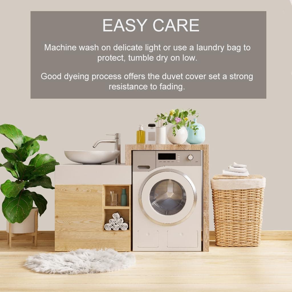 MOHAP Bedding Double Duvet Cover Set 3 PCS Plain Brushed Microfiber Bedding 1 Duvet Cover with 2 Zippers and 2 Pillowcases Cream/Beige 6