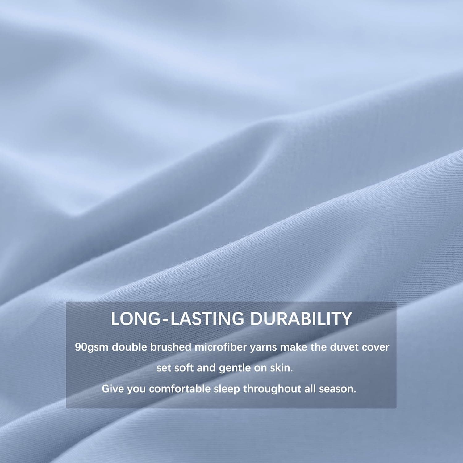 MOHAP Warm Bedding Double Duvet Cover Set 3 PCS Plain Brushed Microfiber Bedding 1 Duvet Cover with 2 Zippers and 2 Pillowcases Light Blue 3