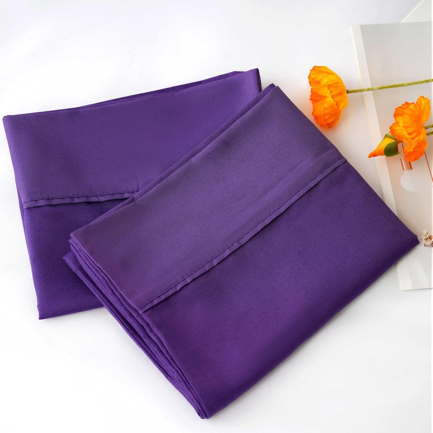 AYASW Pillowcases King Size Set of 2 Premium Soft and Cozy 1800 Double Brushed Microfiber with Envelope Closure Pillow Case 20x40 inches Purple Wrinkle Fade Resistant Stable Holiday Decor