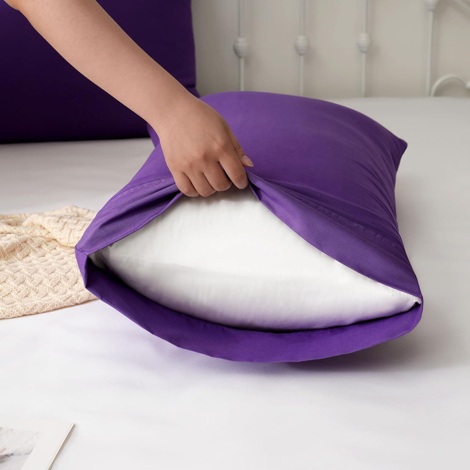 AYASW Pillowcases King Size Set of 2 Premium Soft and Cozy 1800 Double Brushed Microfiber with Envelope Closure Pillow Case 20x40 inches Purple Wrinkle Fade Resistant Stable Holiday Decor 5