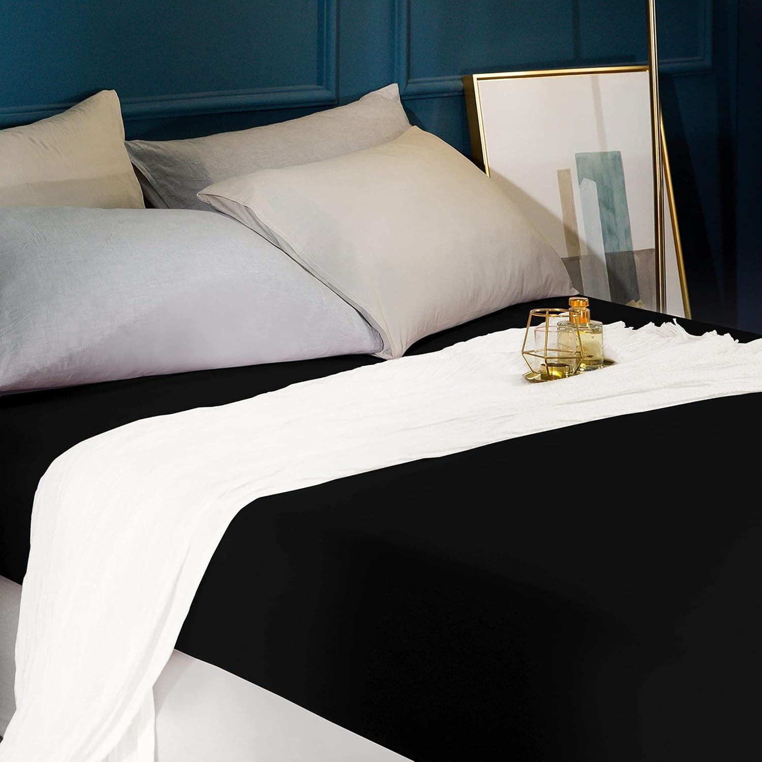 Warm Extra Deep Fitted Sheet 16"(40 cm) King Size Bedding Brushed Microfiber Breathable (Black) 7