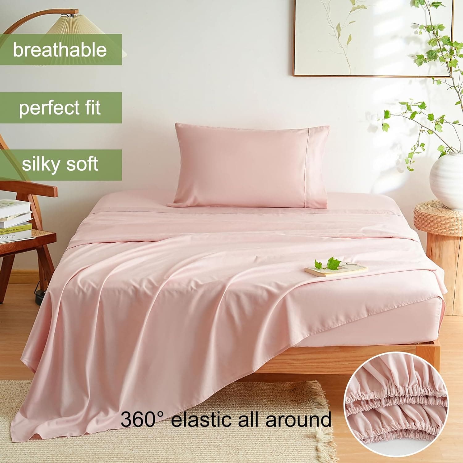Mohap Bed Sheet Set 3 Pieces Double Brushed Microfiber 1800 - Breathable All Season Luxury Soft Bedding - Twin Pink 2