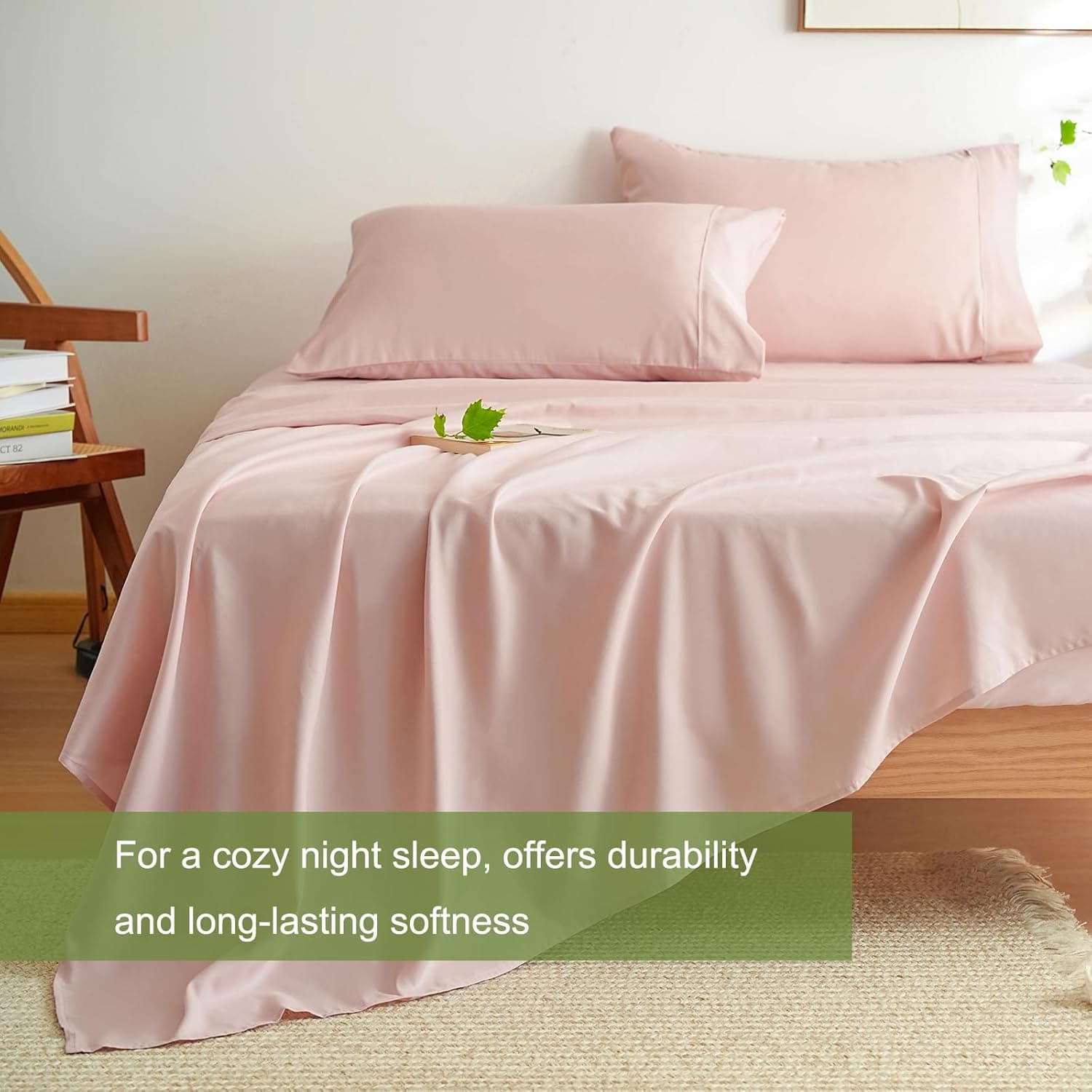 Mohap Bed Sheet Set 3 Pieces Double Brushed Microfiber 1800 - Breathable All Season Luxury Soft Bedding - Twin Pink 4